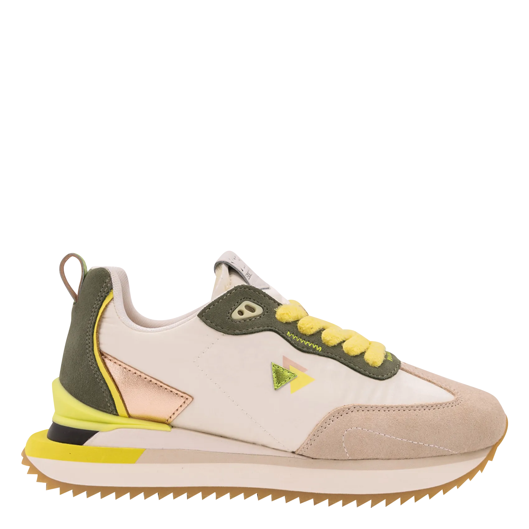 Baskets basses à lacets en cuir Kaki LENOX