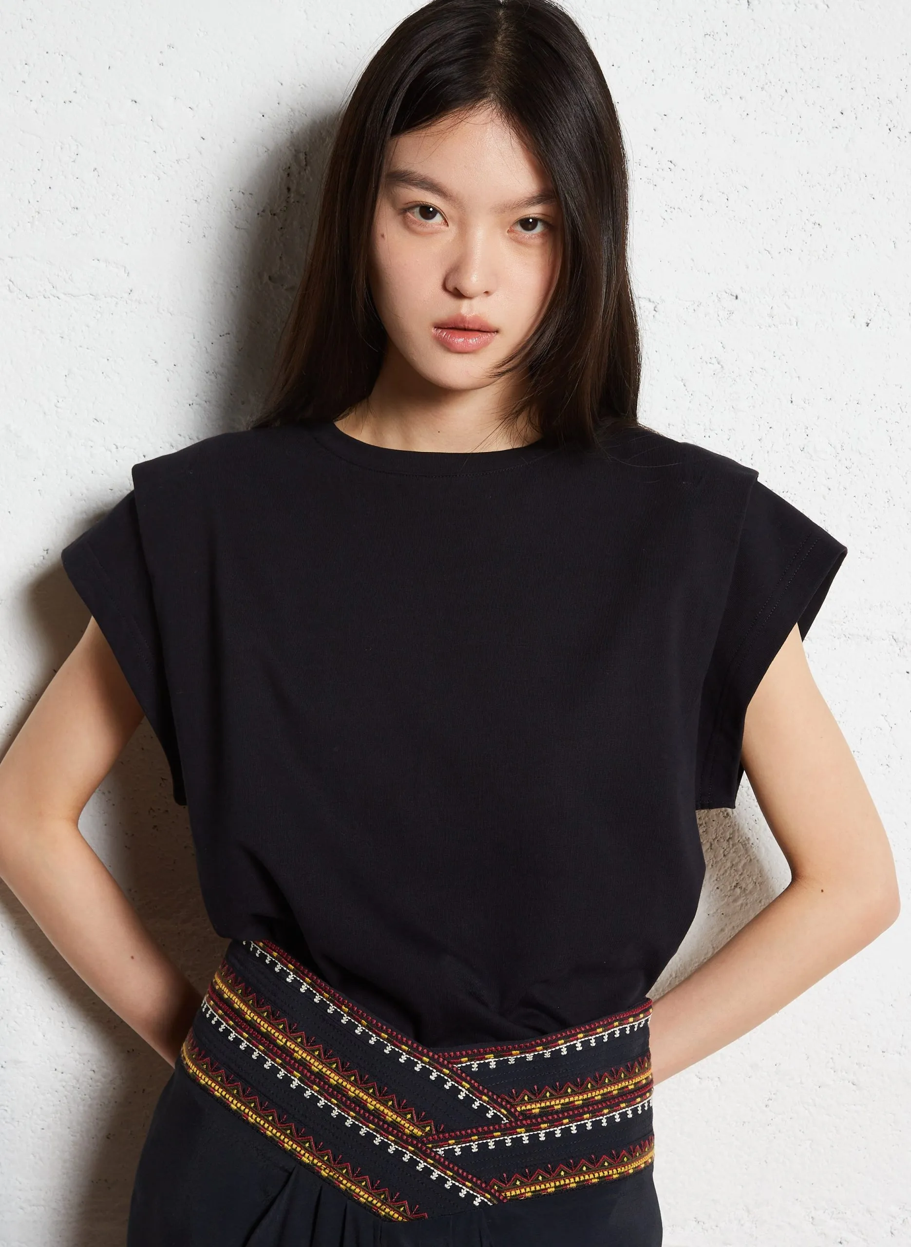 Tee-shirt droit en coton Noir PIO