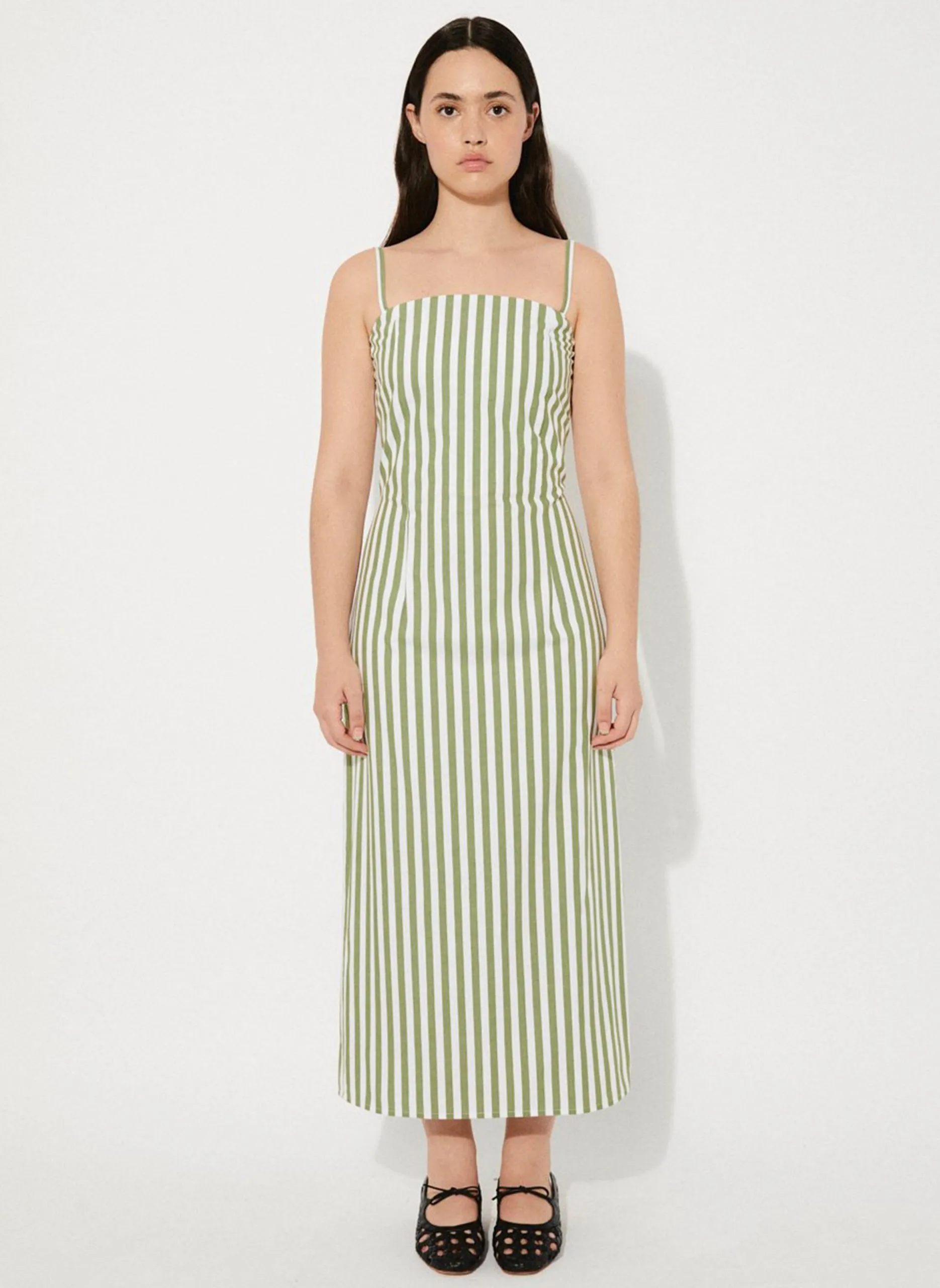 Robe midi en coton recyclé Vert VIRIDIAN