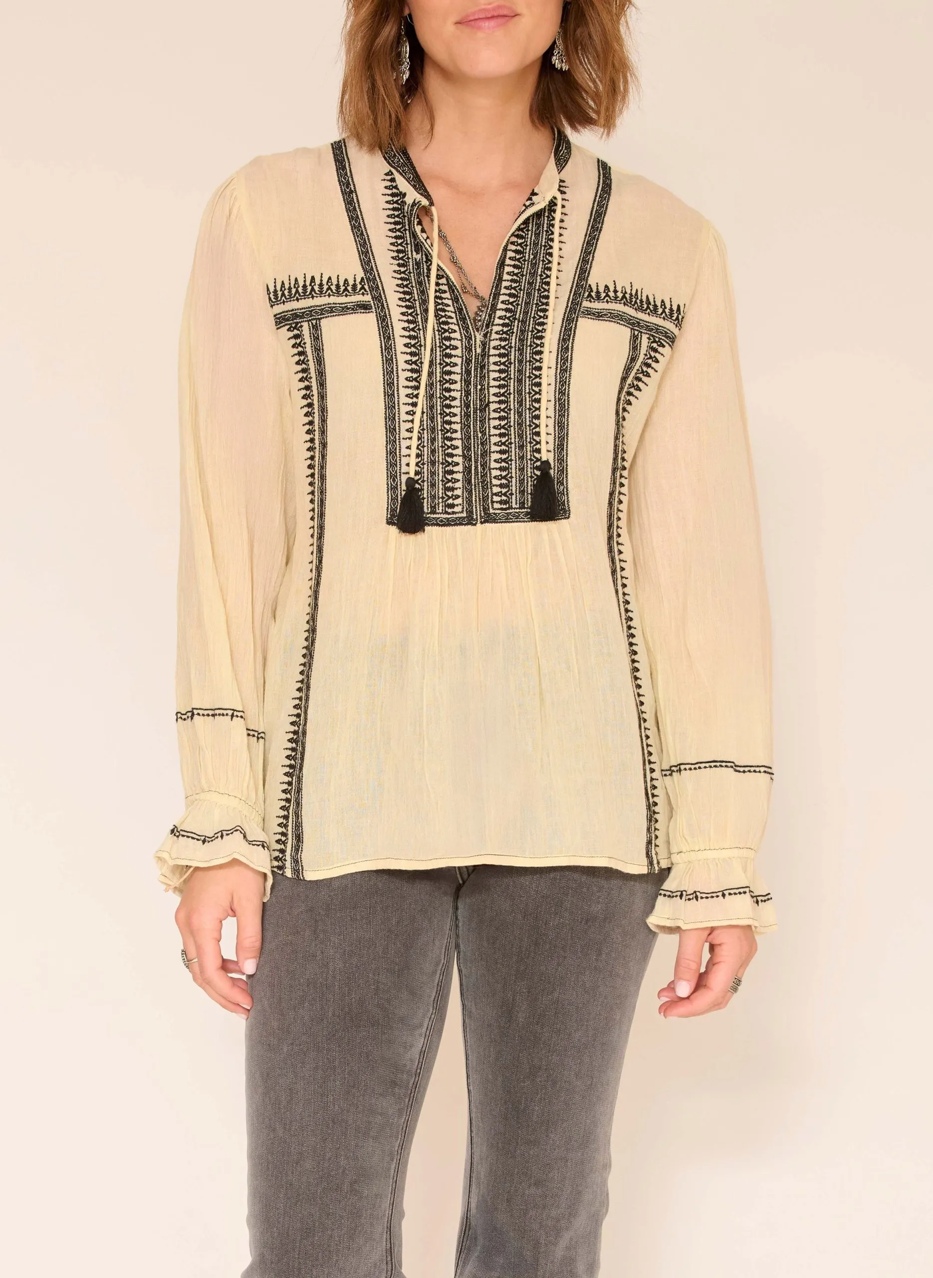 Blouse ample en coton Beige CALEIDOSCOPE