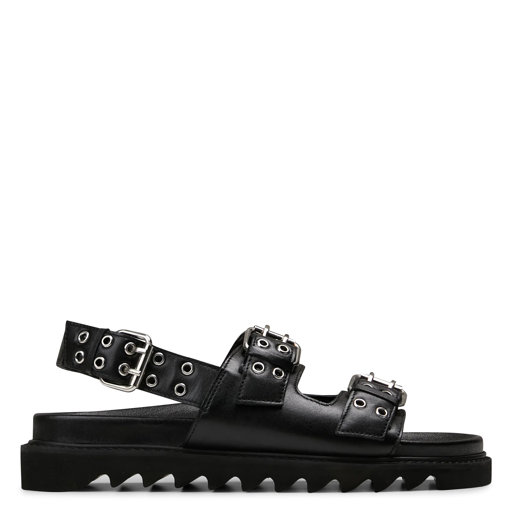 Sandales plates cloutées en cuir Noir NURIA