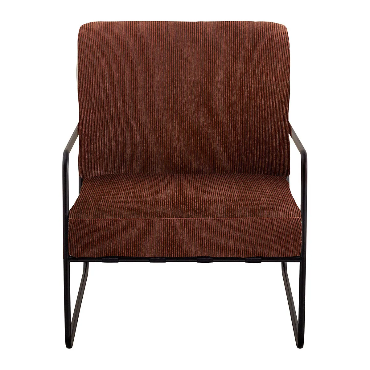 Fauteuil en velours côtelé et métal Rouge