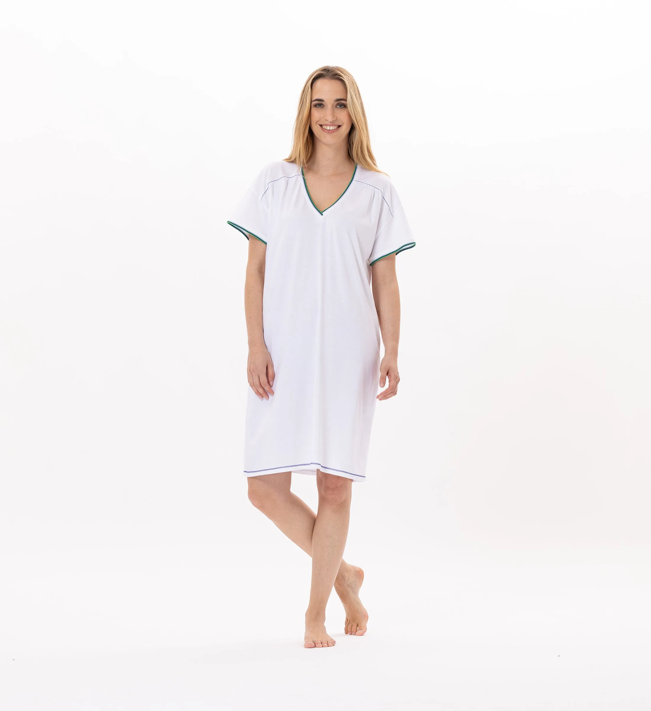 Chemise de nuit en coton Blanc VALENSOLE 901