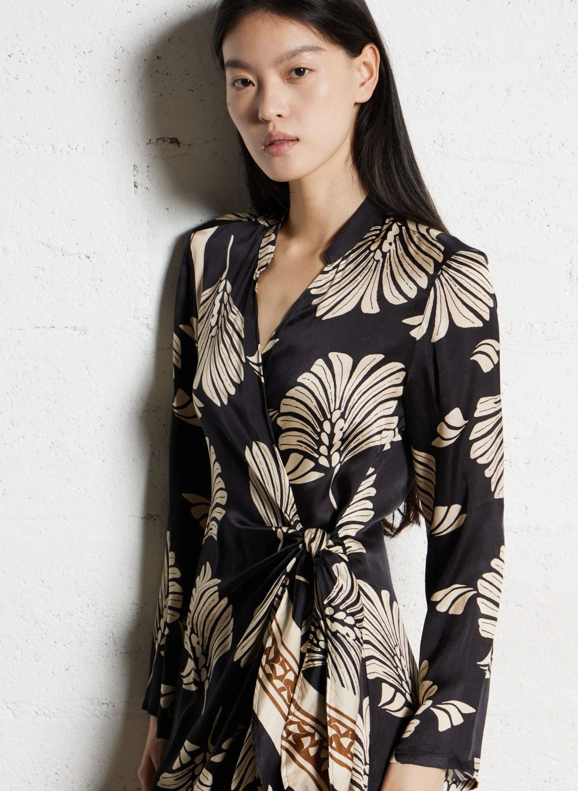 Robe longue imprimée Noir ROSSANA