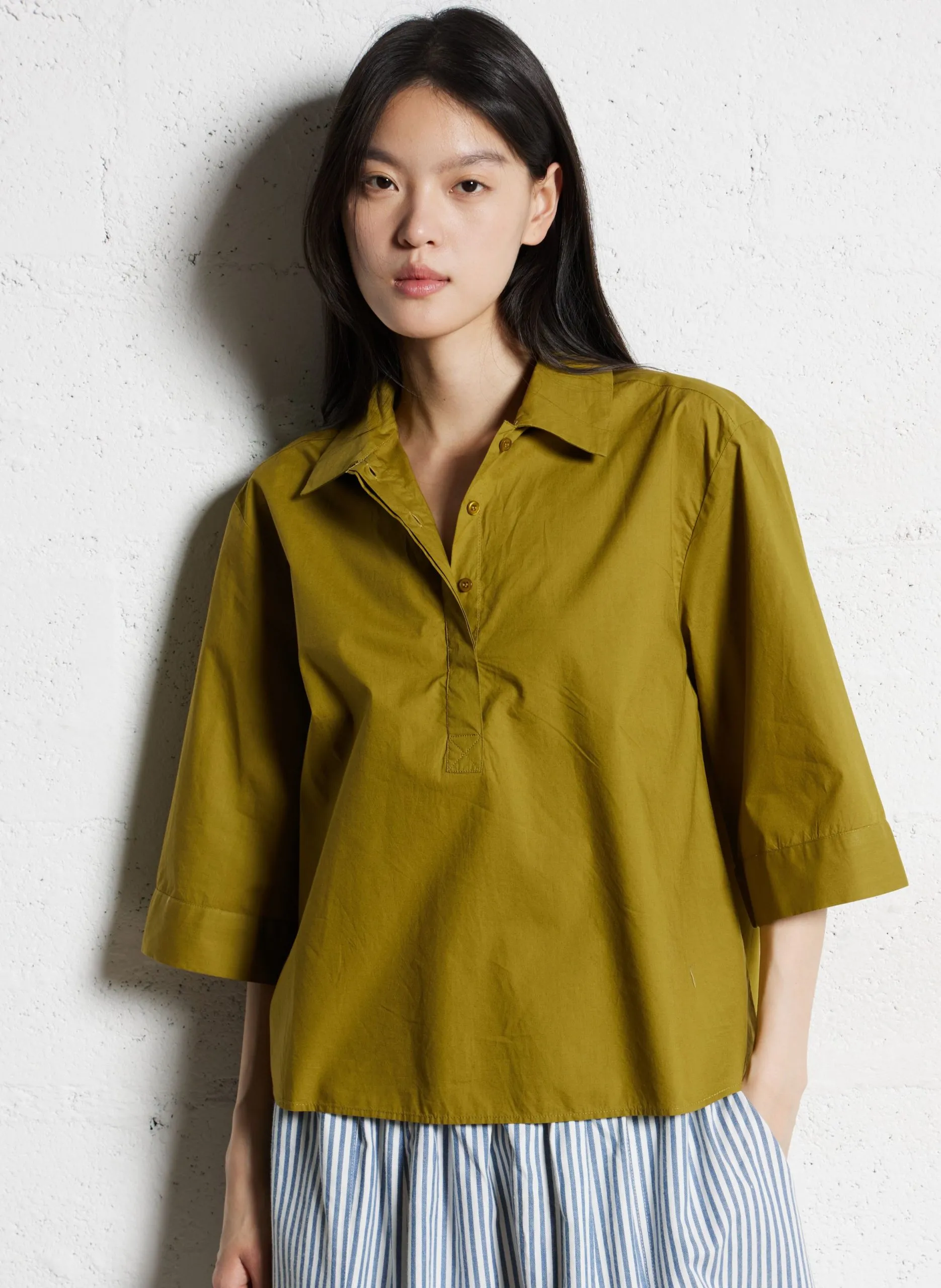 Chemise trapèze manches courtes Vert PADOVA