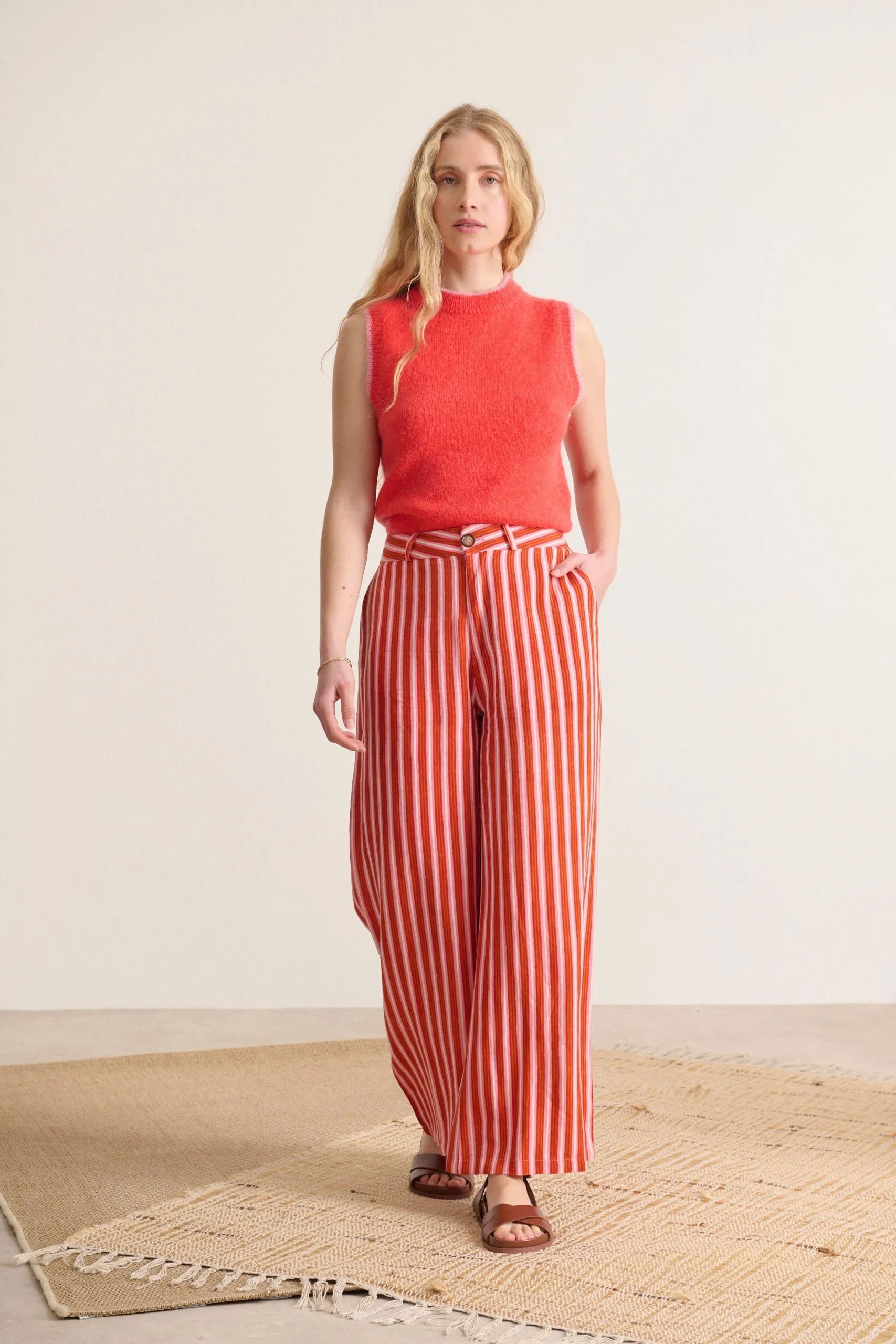 Pantalon large à rayures Rose VICTORINE