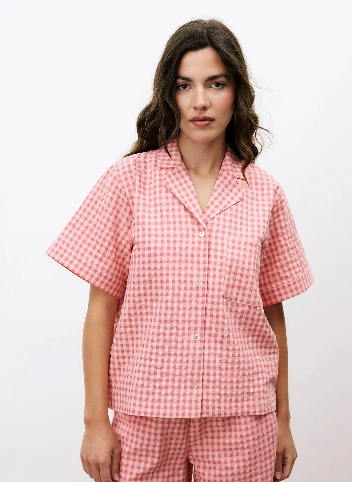 Chemise oversize en coton mélangé imprimé Rose ILEA