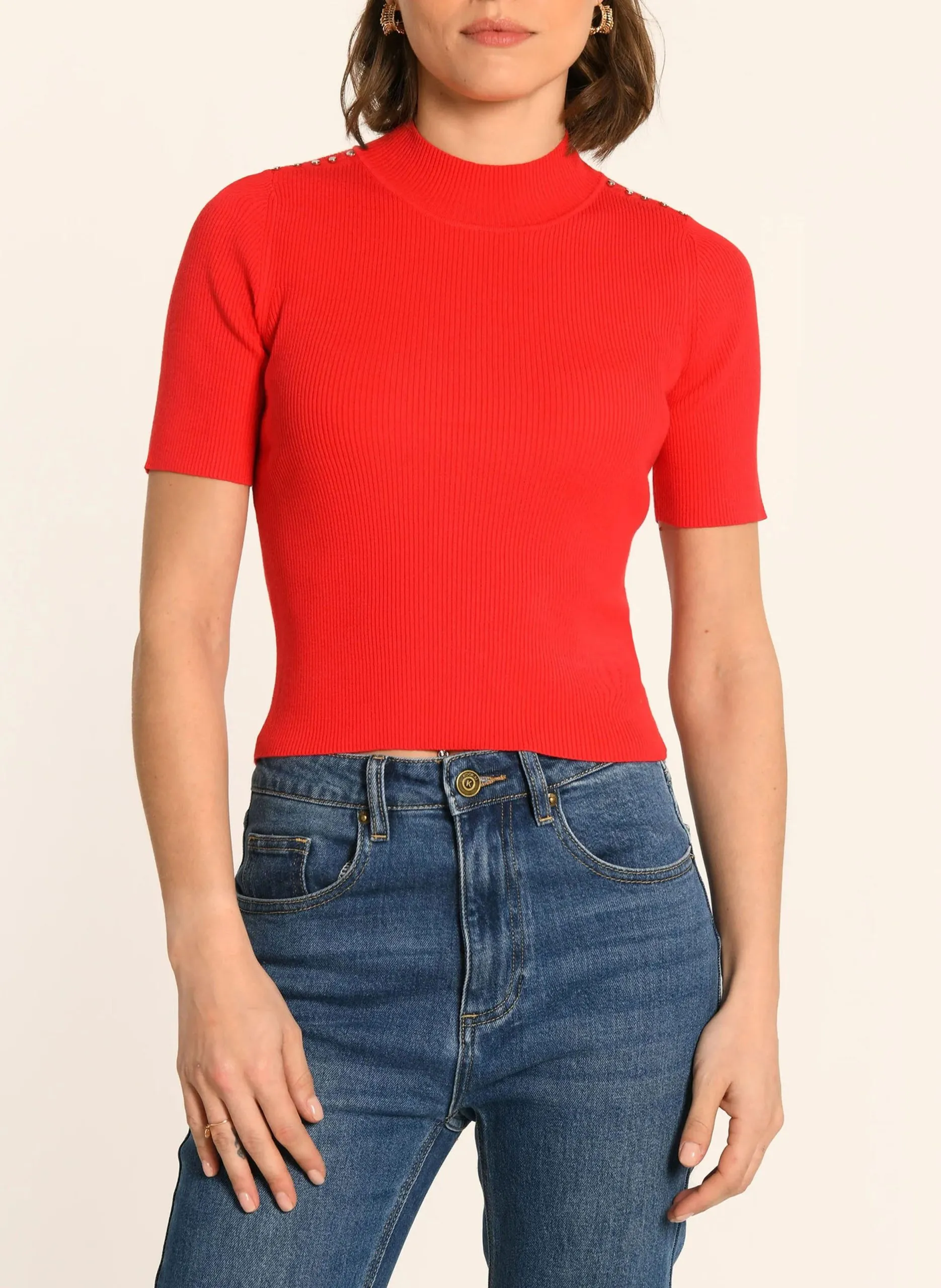 Top col montant Rouge ANDY