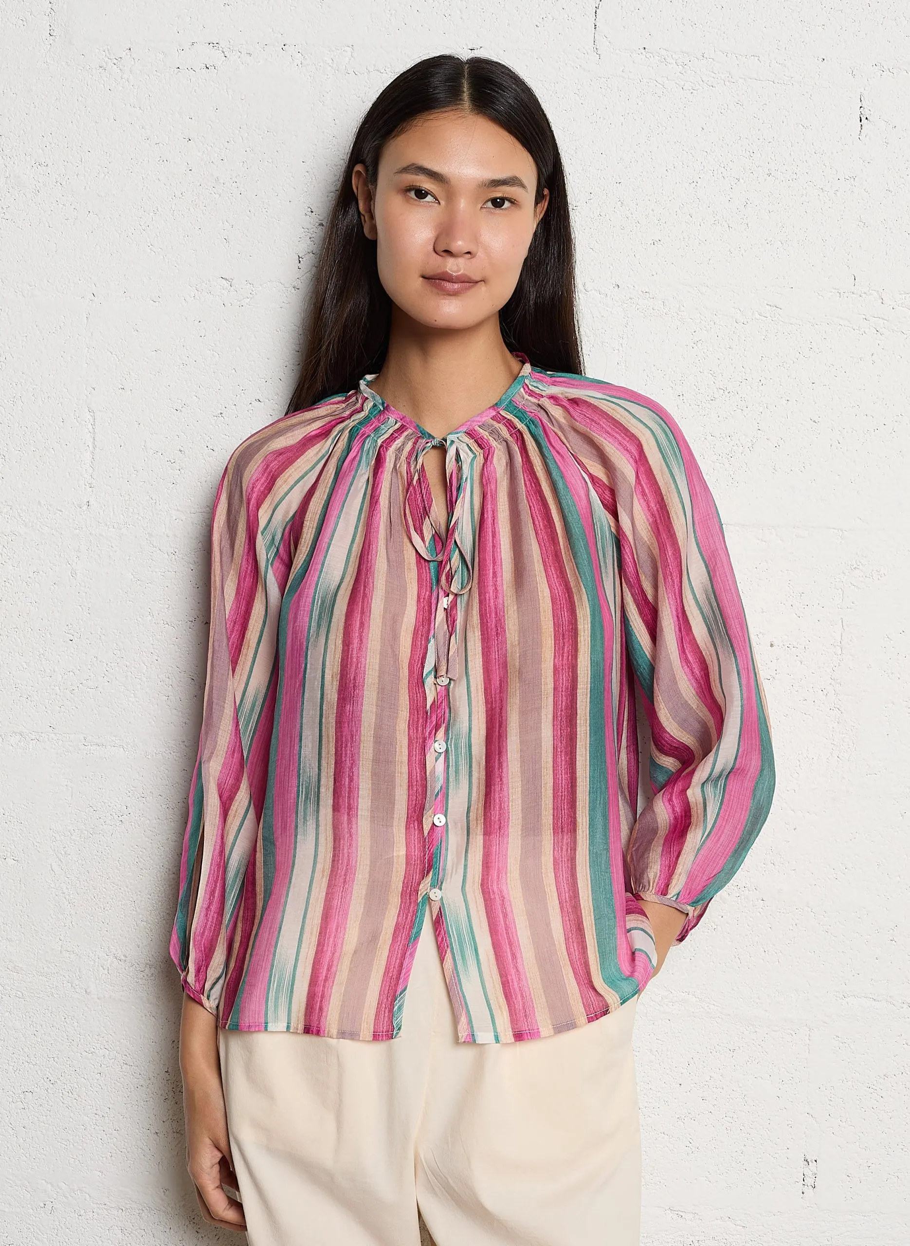 Blouse droite à rayures Multicolore