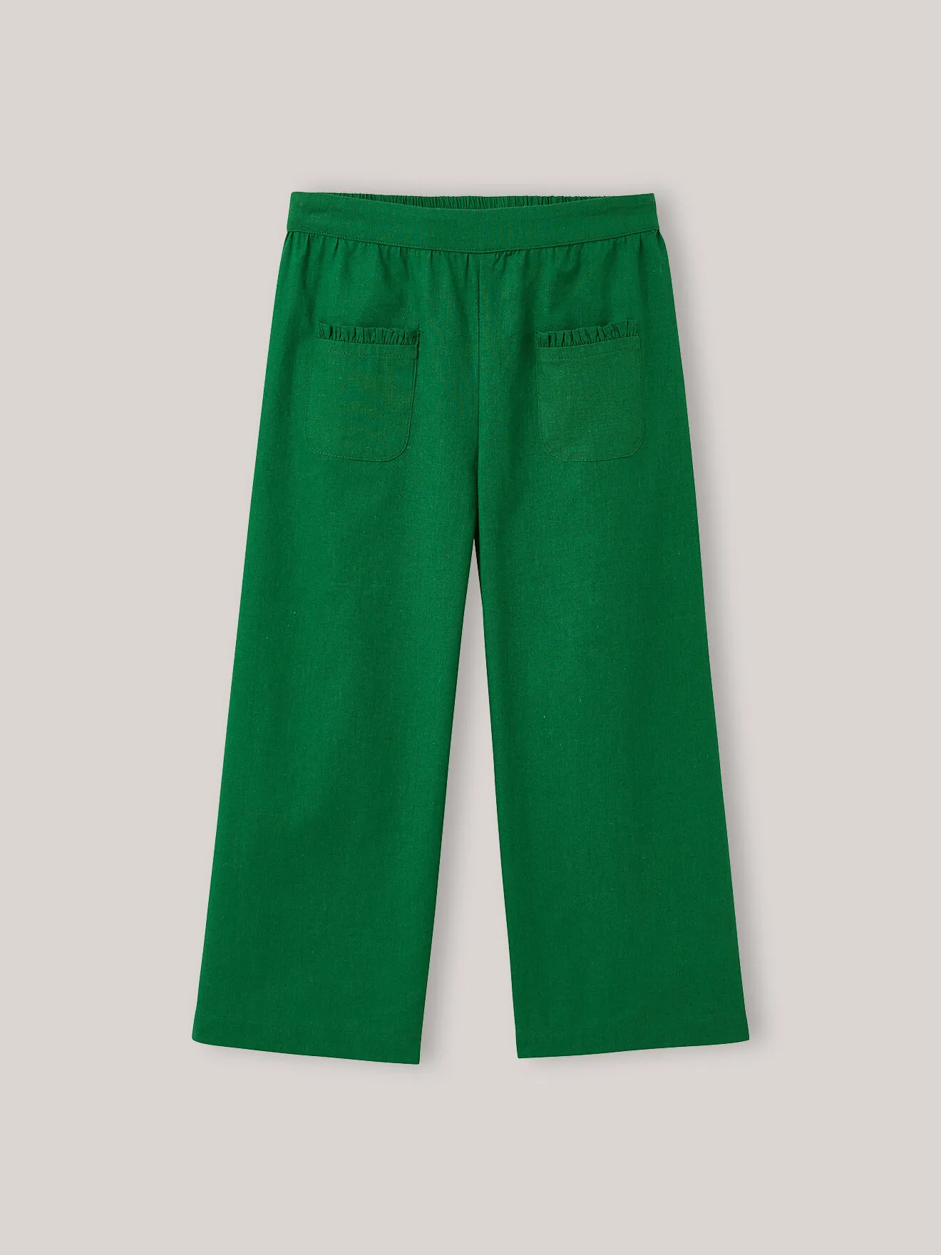 Pantalon large en coton et lin Vert