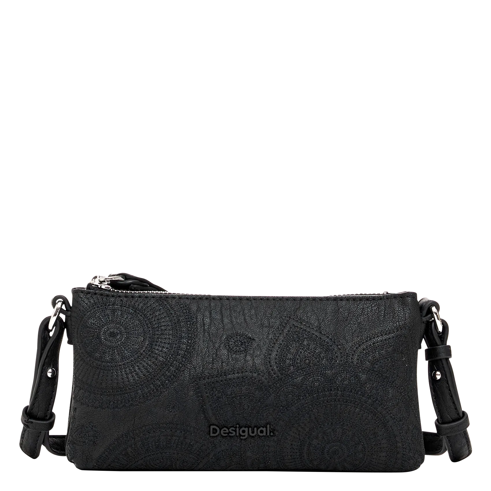 Sac bandoulière brodé Noir