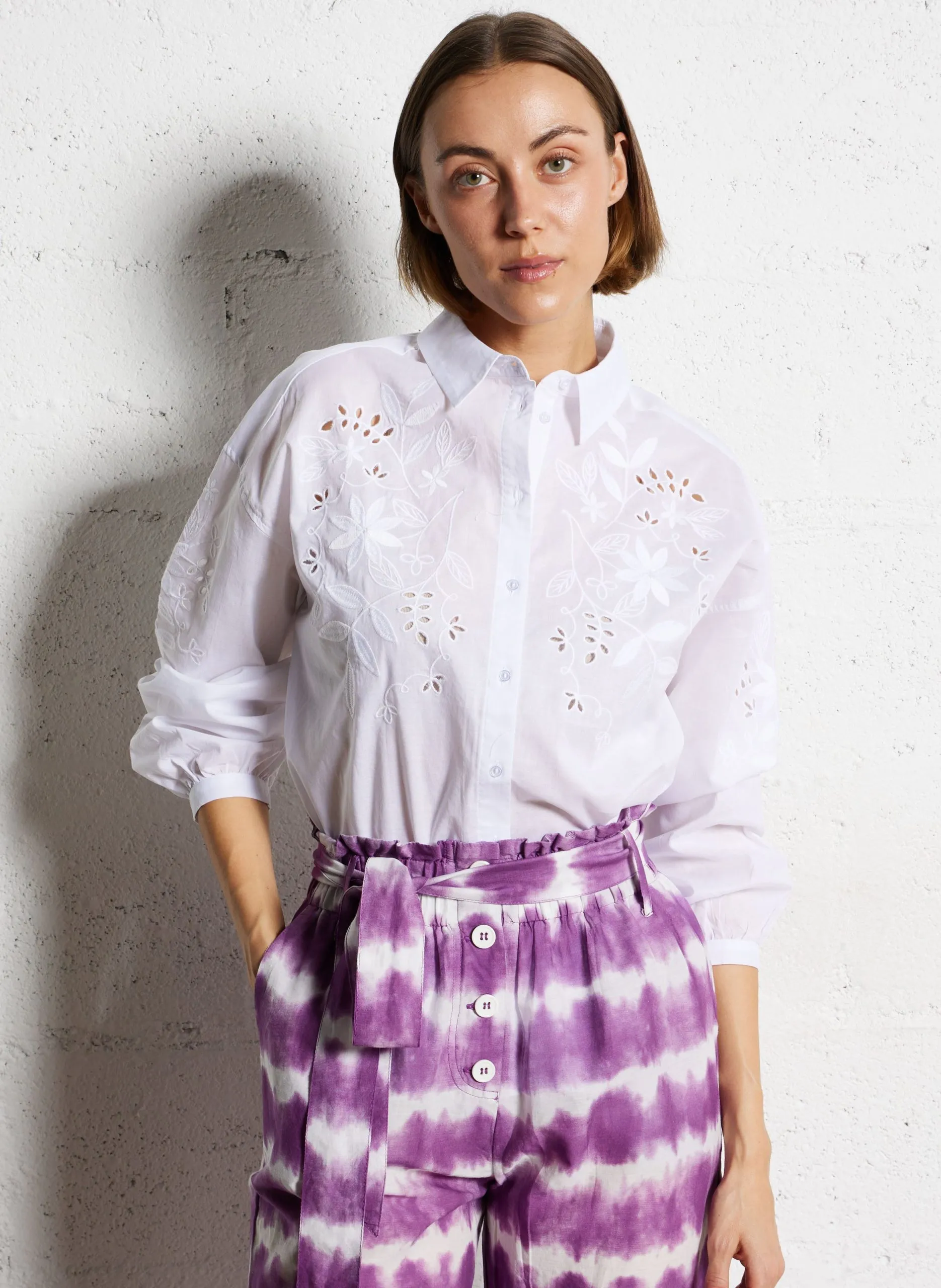 Chemise col classique en coton Blanc CLEOLINE