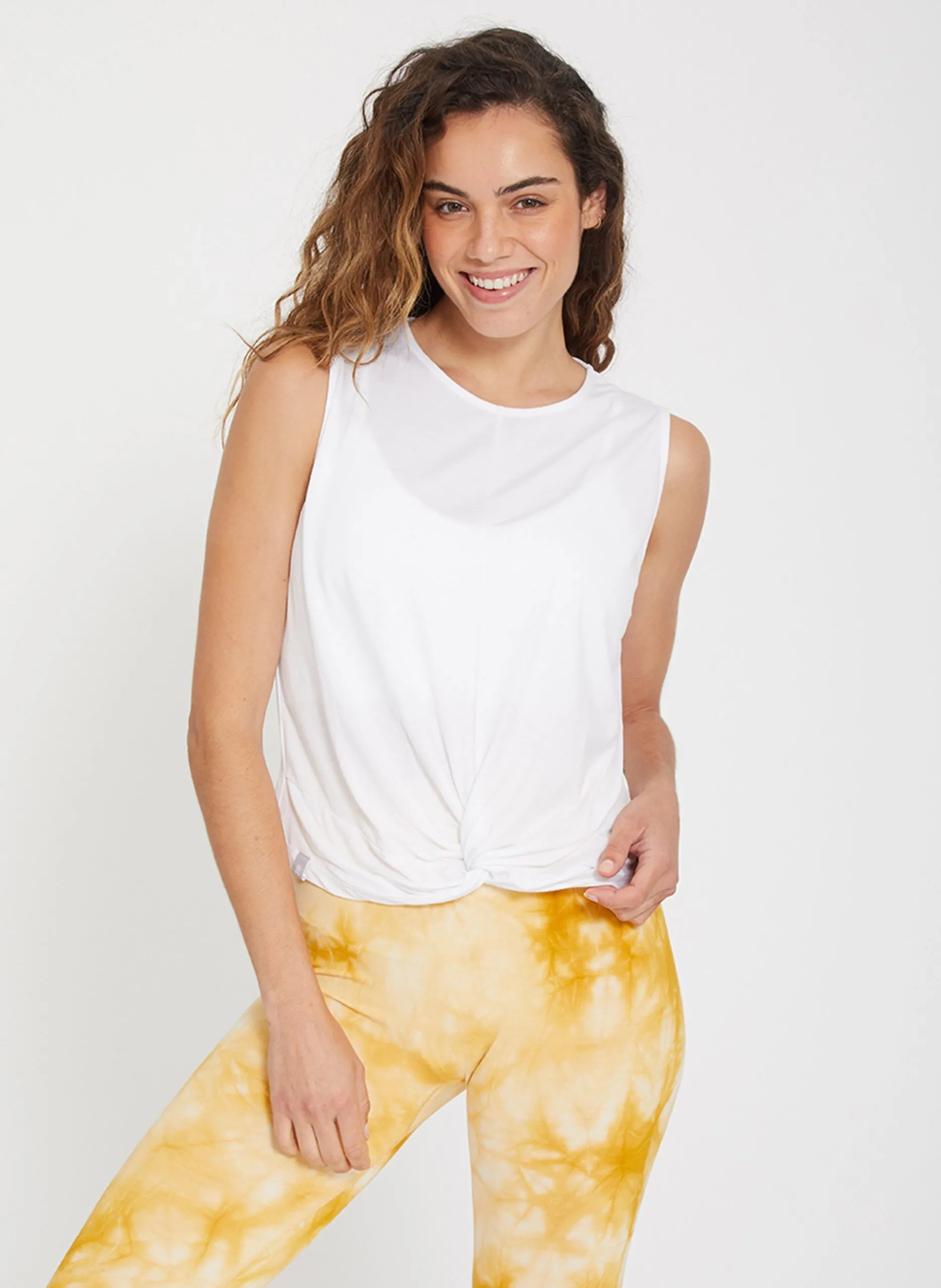 Débardeur de yoga droit en maille fine Blanc