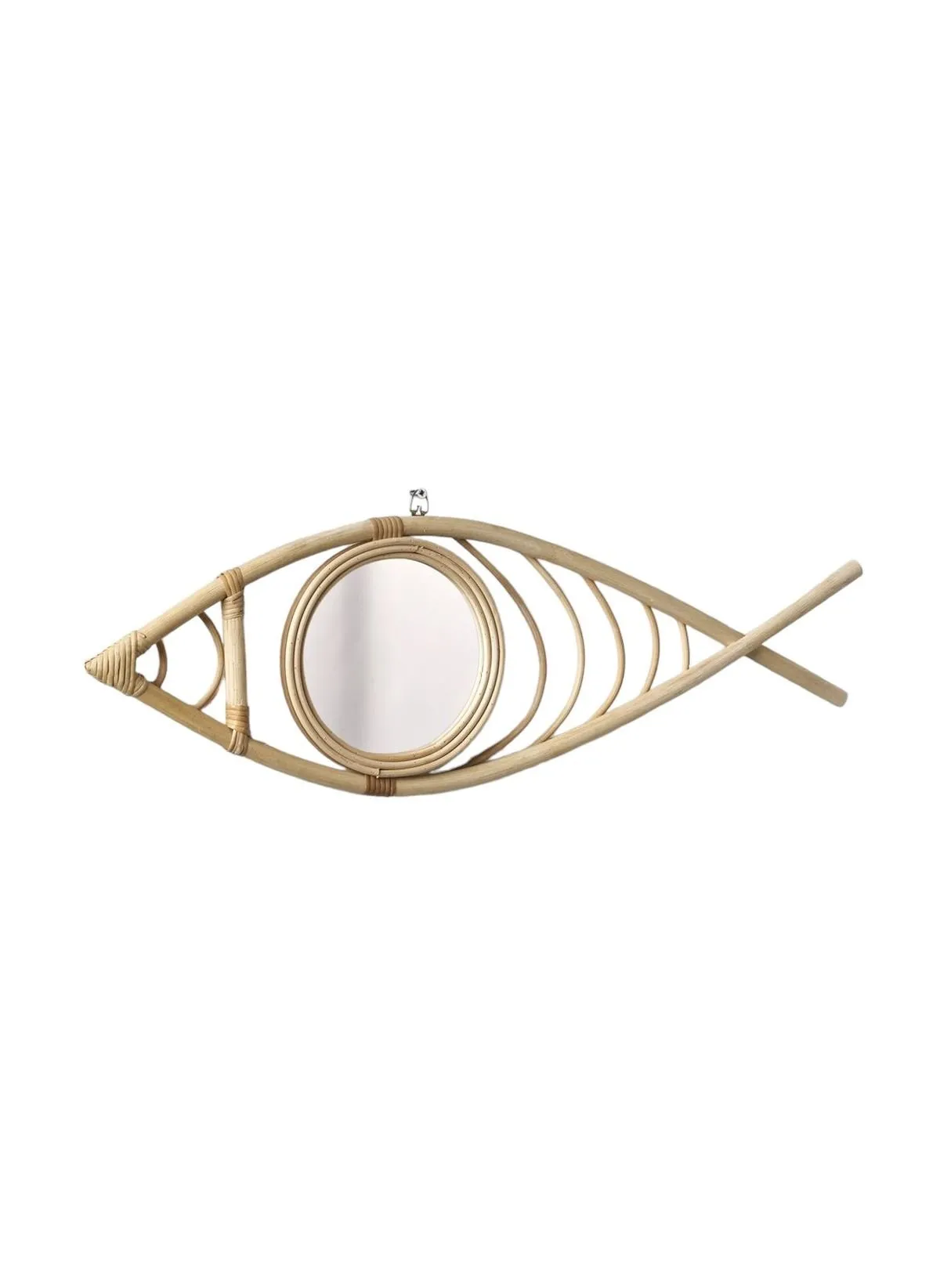 Miroir forme poisson en rotin Beige BEACH HOUSE