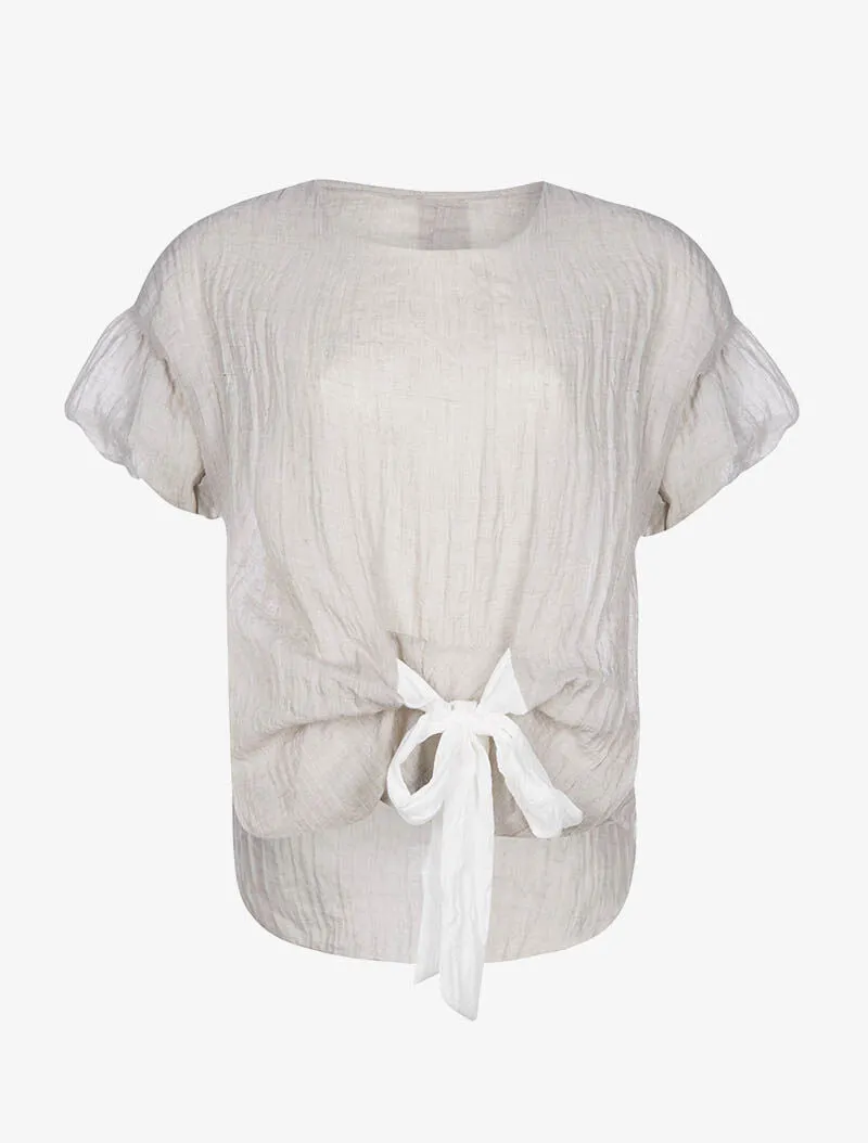 Blouse avant à nouer - beige