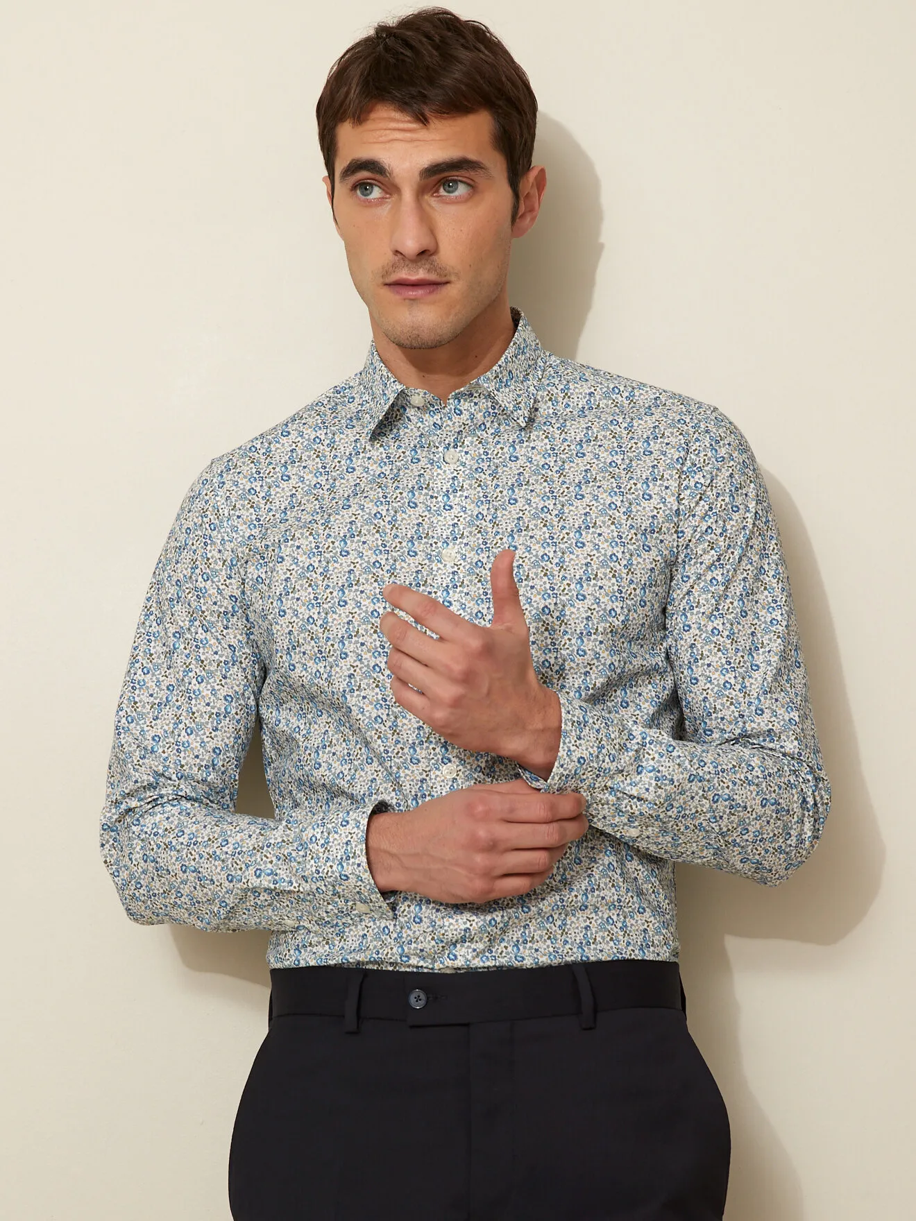 Chemise slim fit tissu liberty eloise Bleu