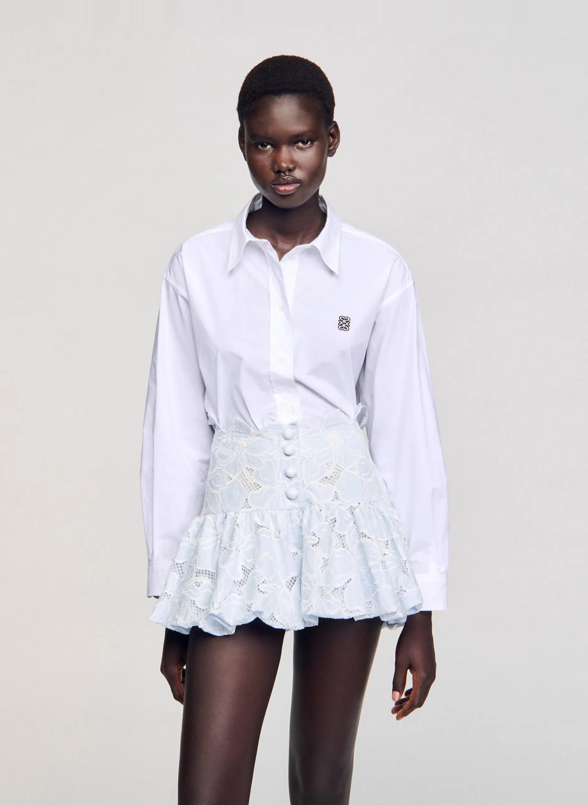 Jupe courte en dentelle Bleu