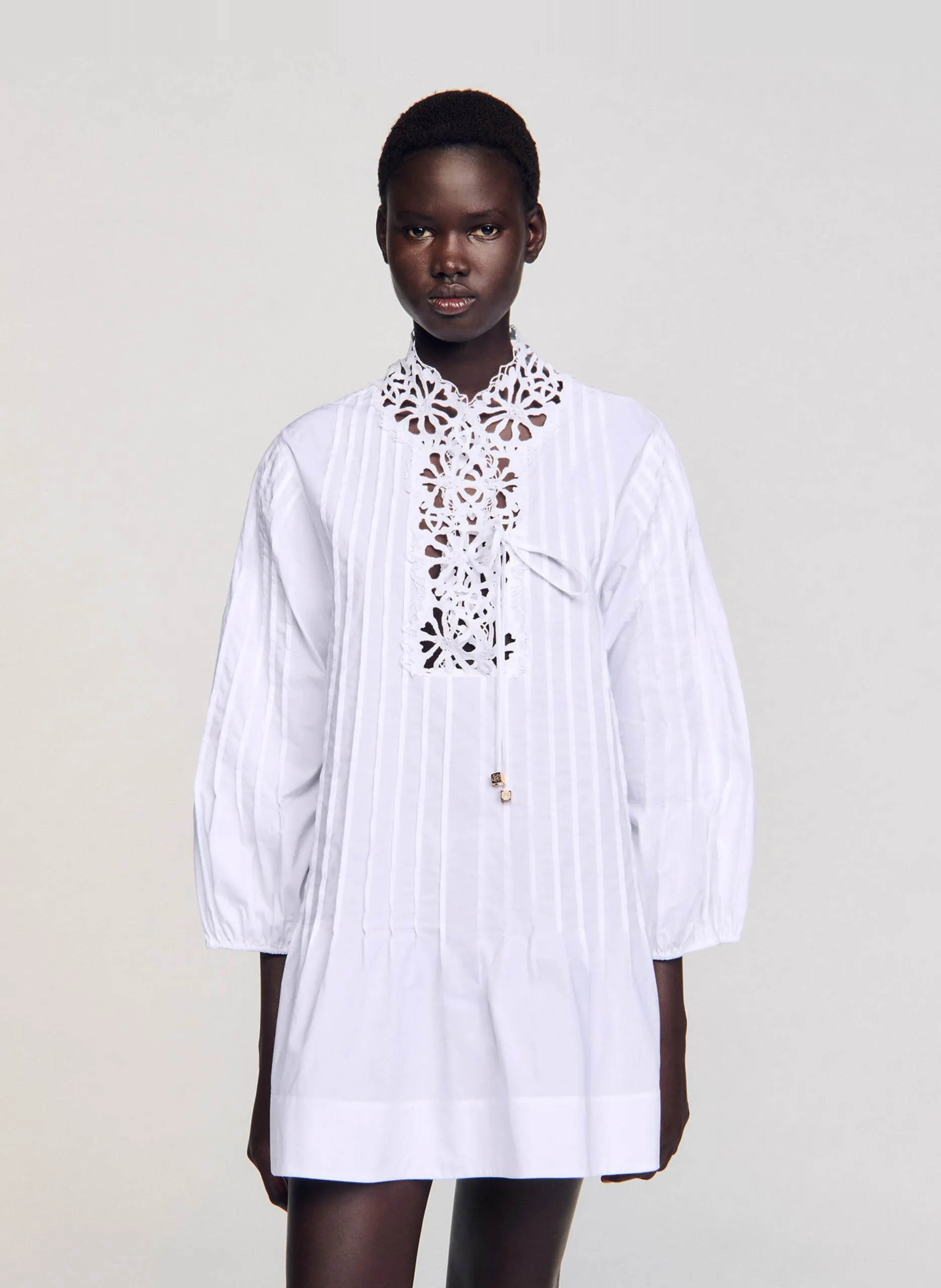 Robe courte en coton Blanc