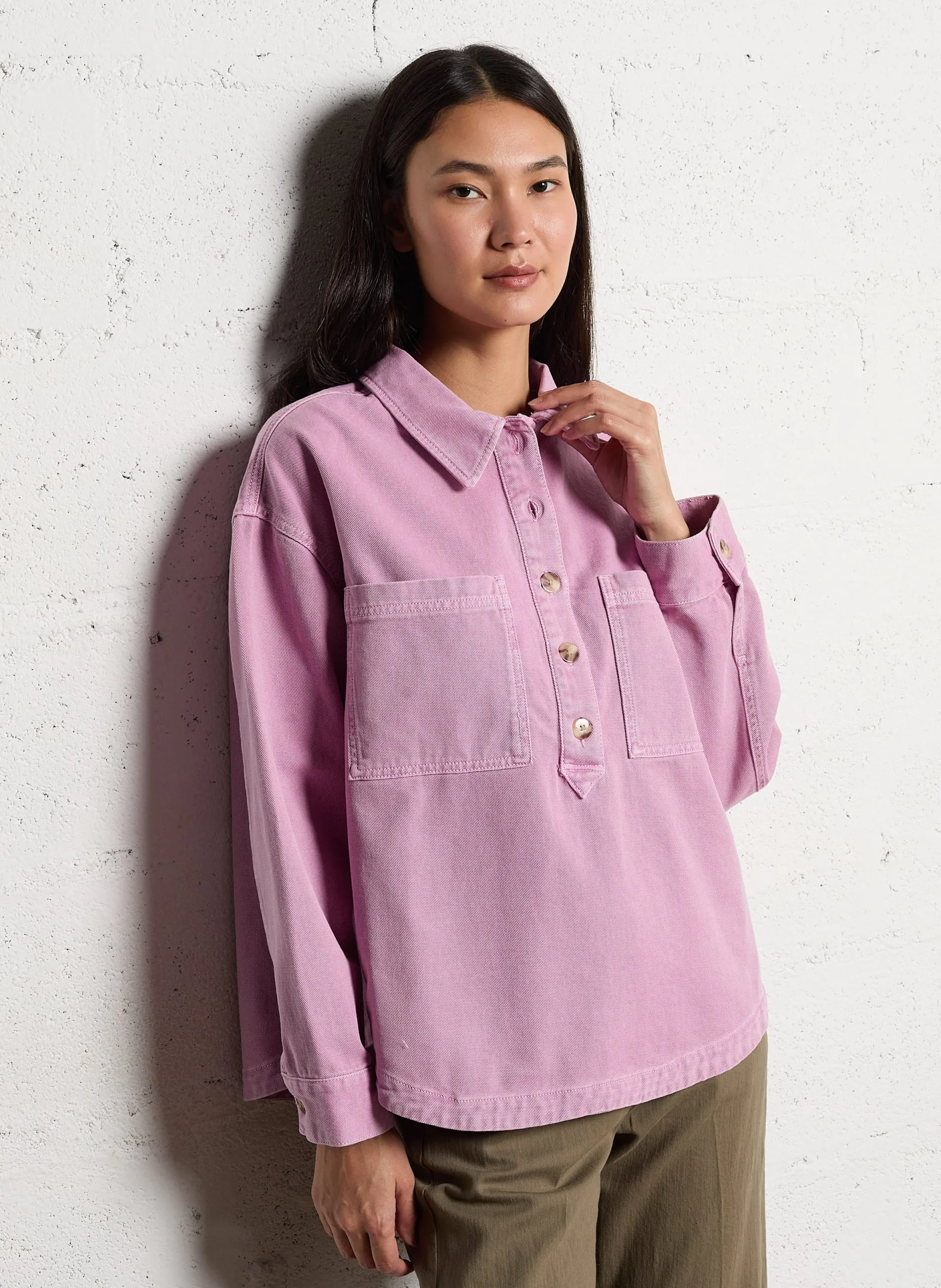 Chemisier col classique en coton Violet QUEBEC