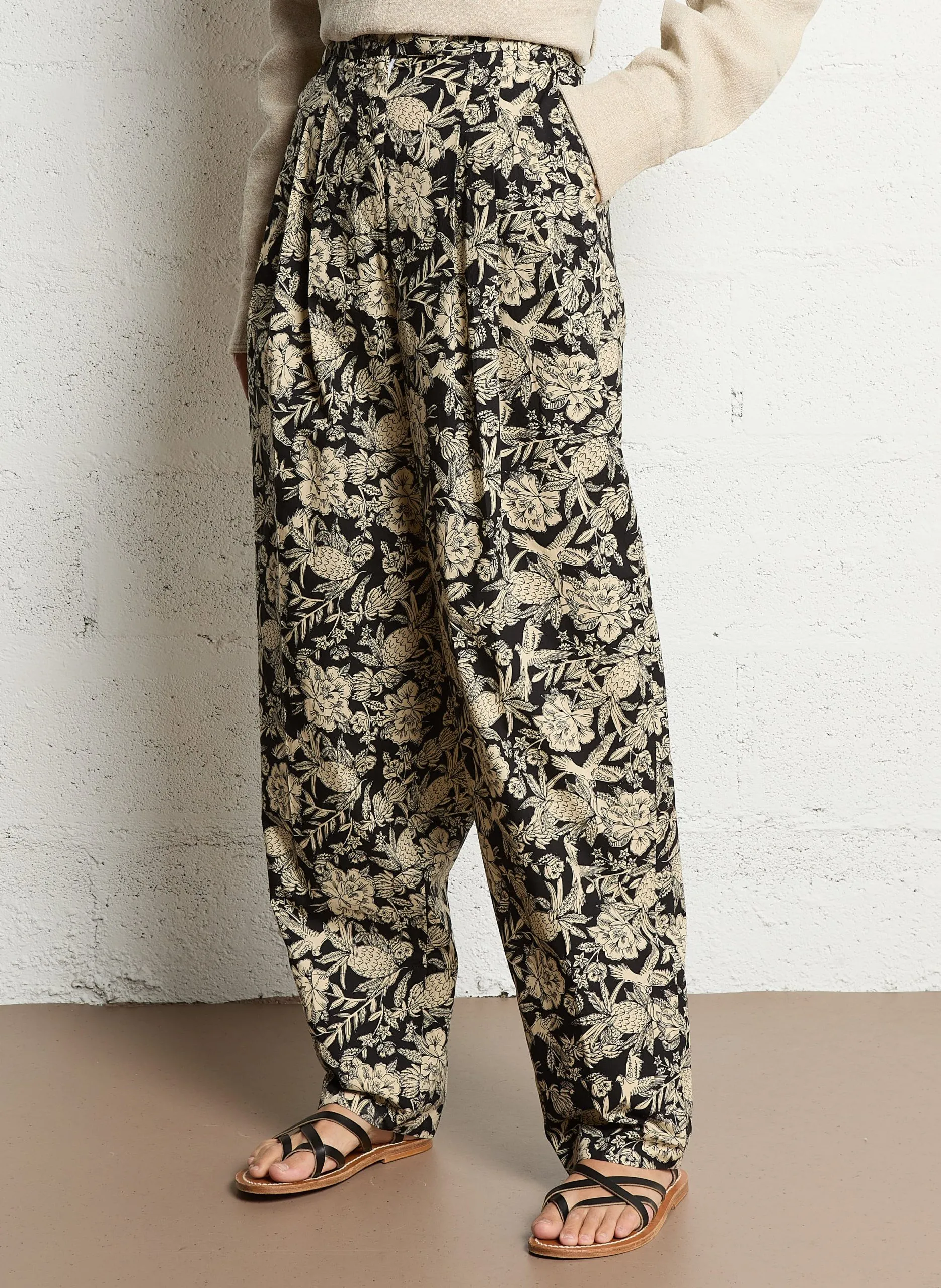 Pantalon large taille haute en coton Blanc WAITERS