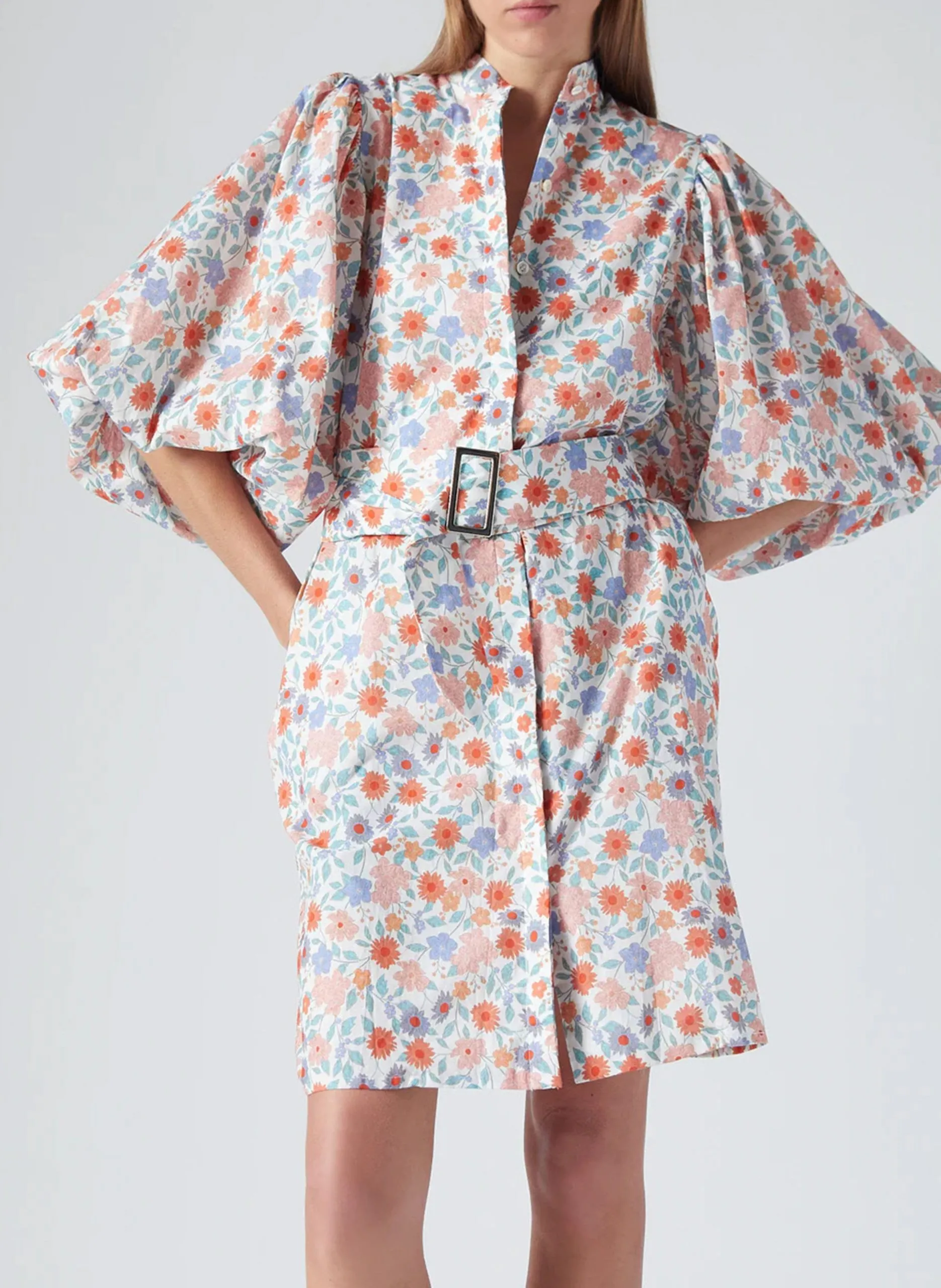 Robe courte col rond en coton Rouge MAEVA