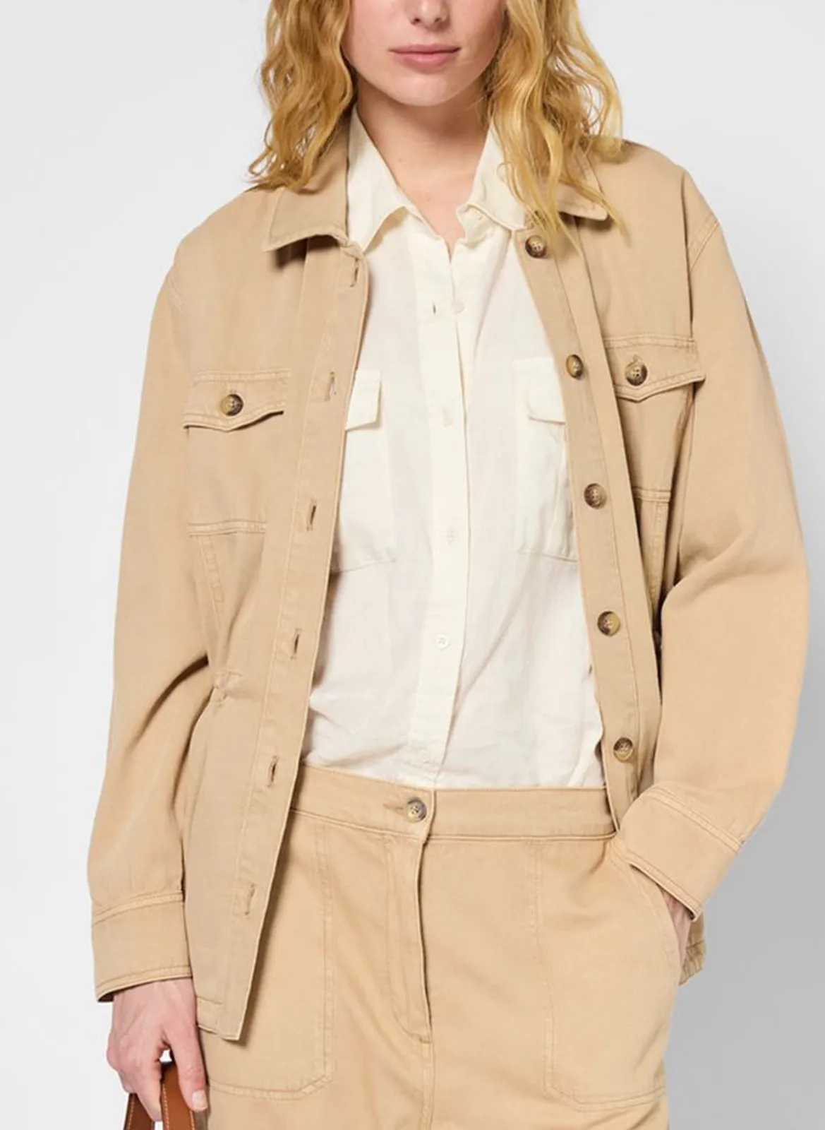 Veste droite boutonnée Marron ROMELDA