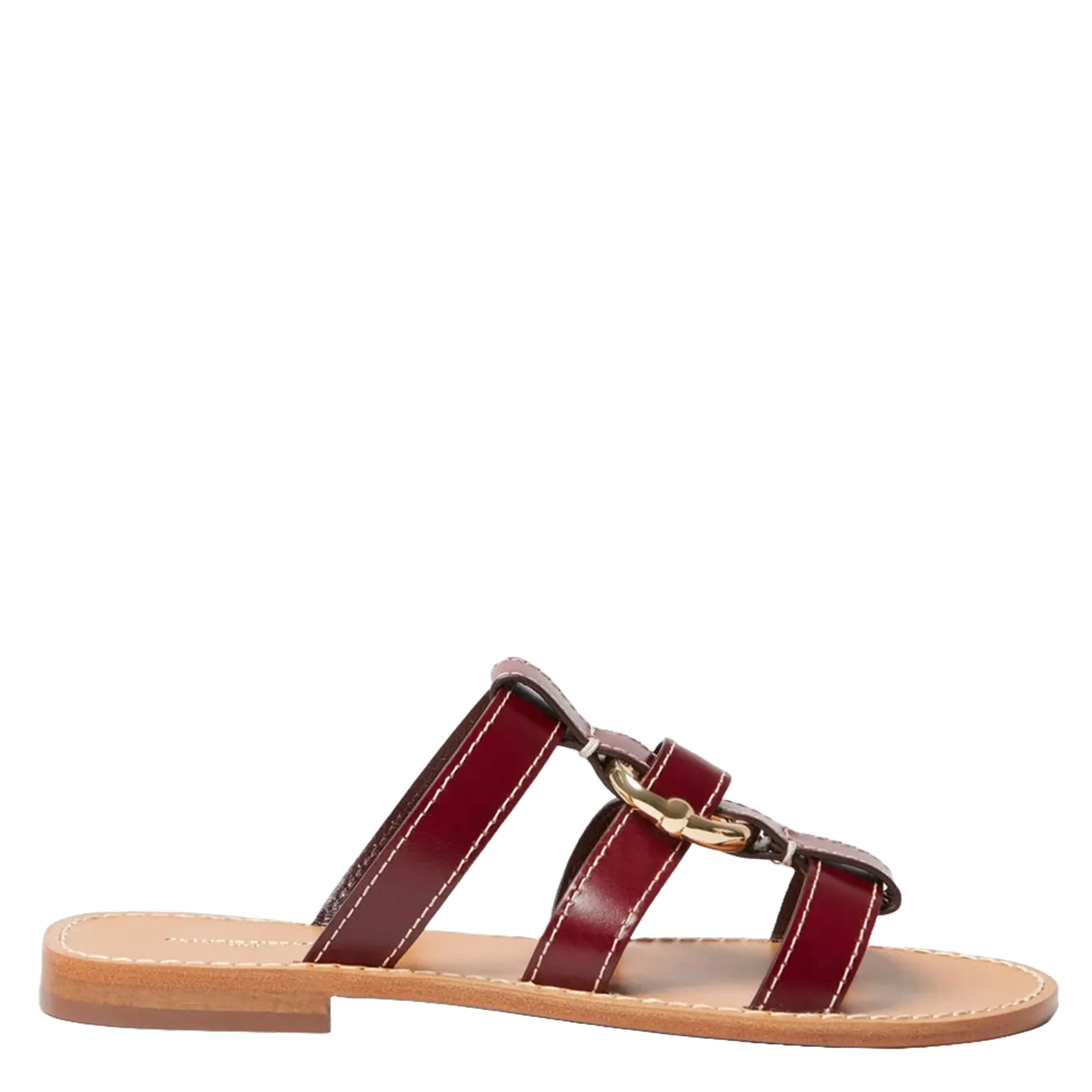 Sandales plates en cuir Rouge