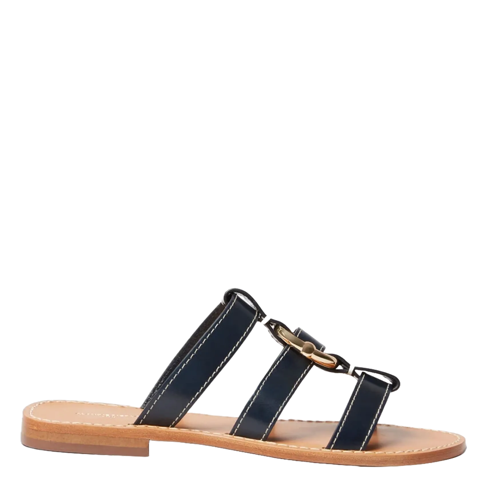 Sandales plates en cuir Bleu