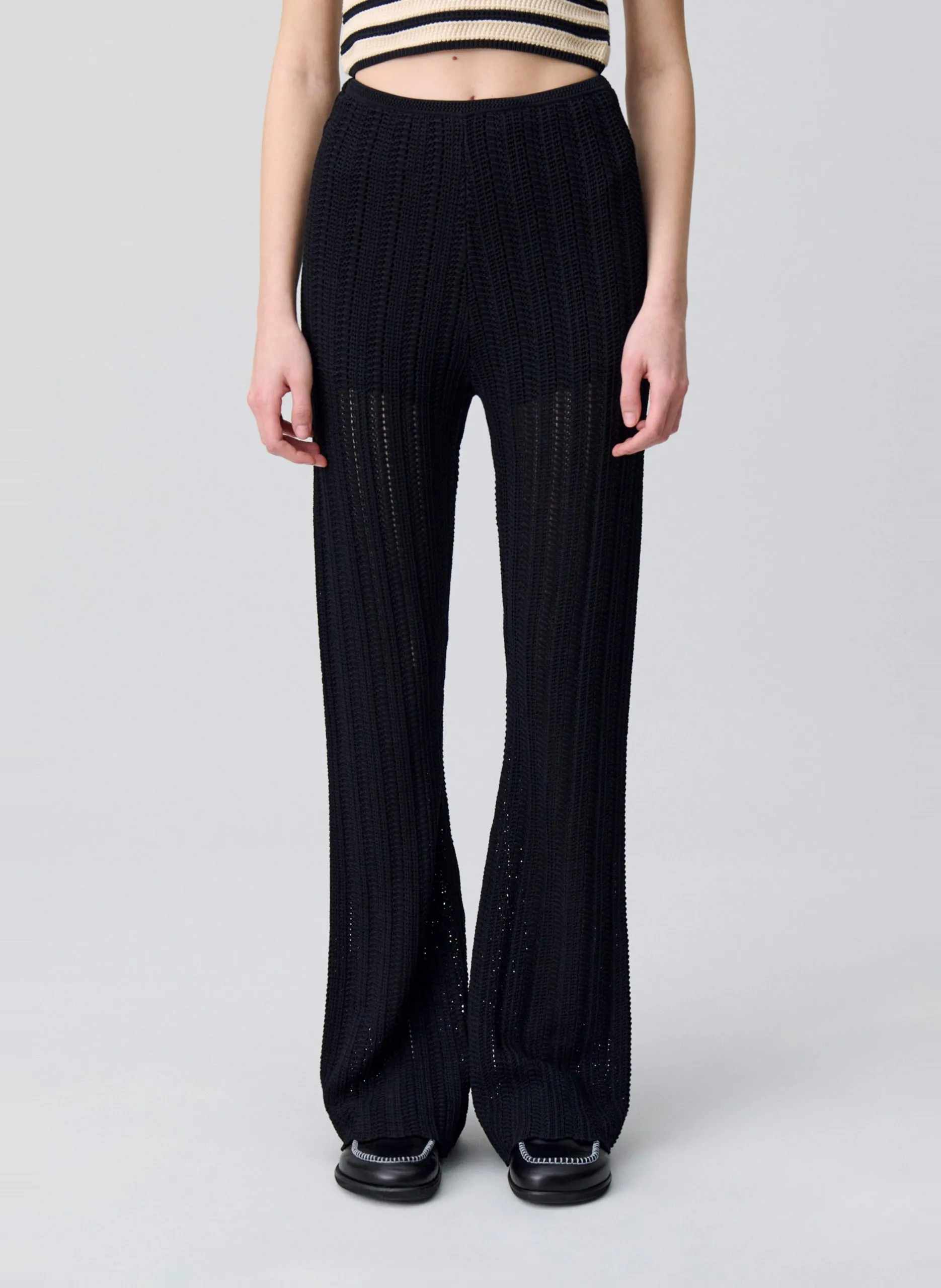 Pantalon large en crochet Noir
