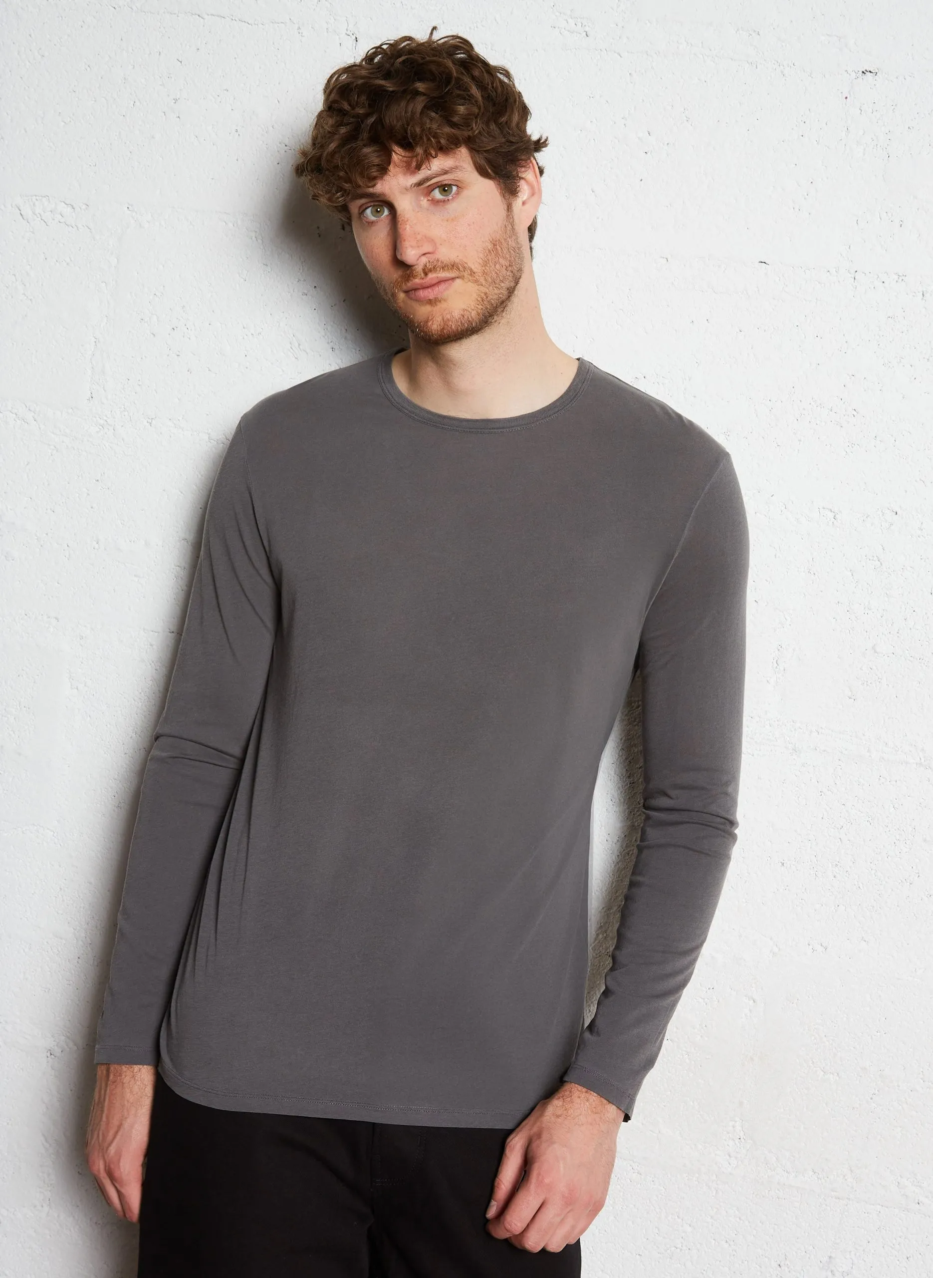 Tee-shirt col rond en coton Gris DEVON