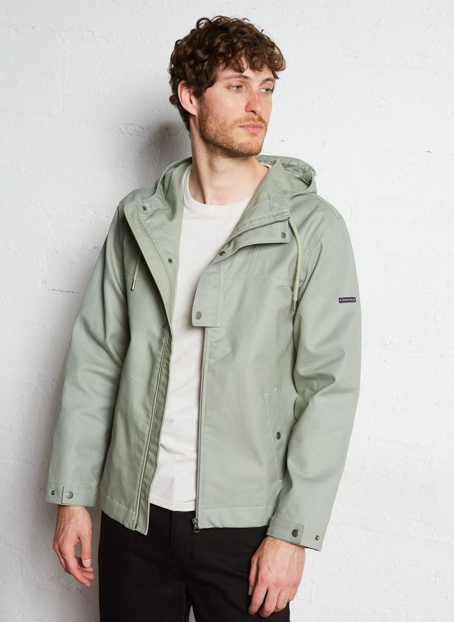 Veste droite en coton Kaki