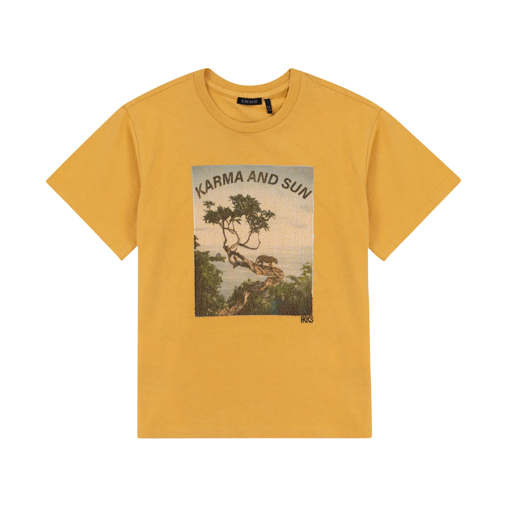 Tee-shirt droit en coton imprimé Jaune