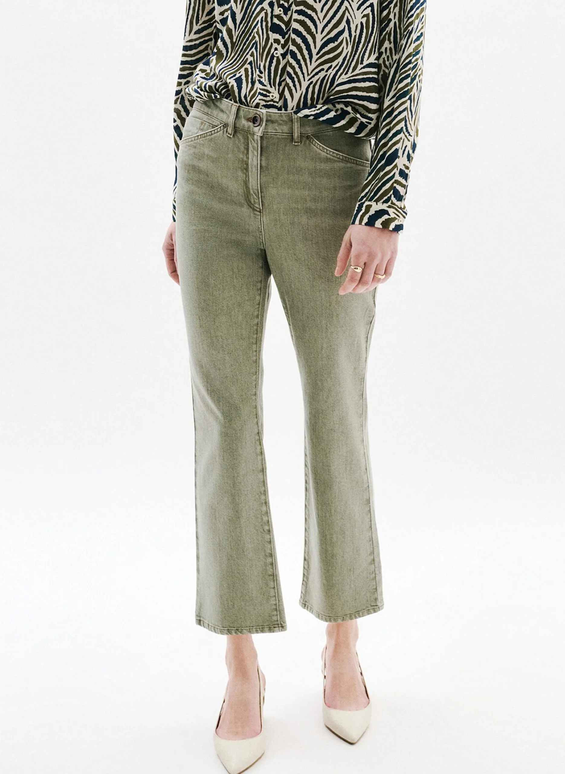 Pantacourt en jean Vert 251P-PATSY3