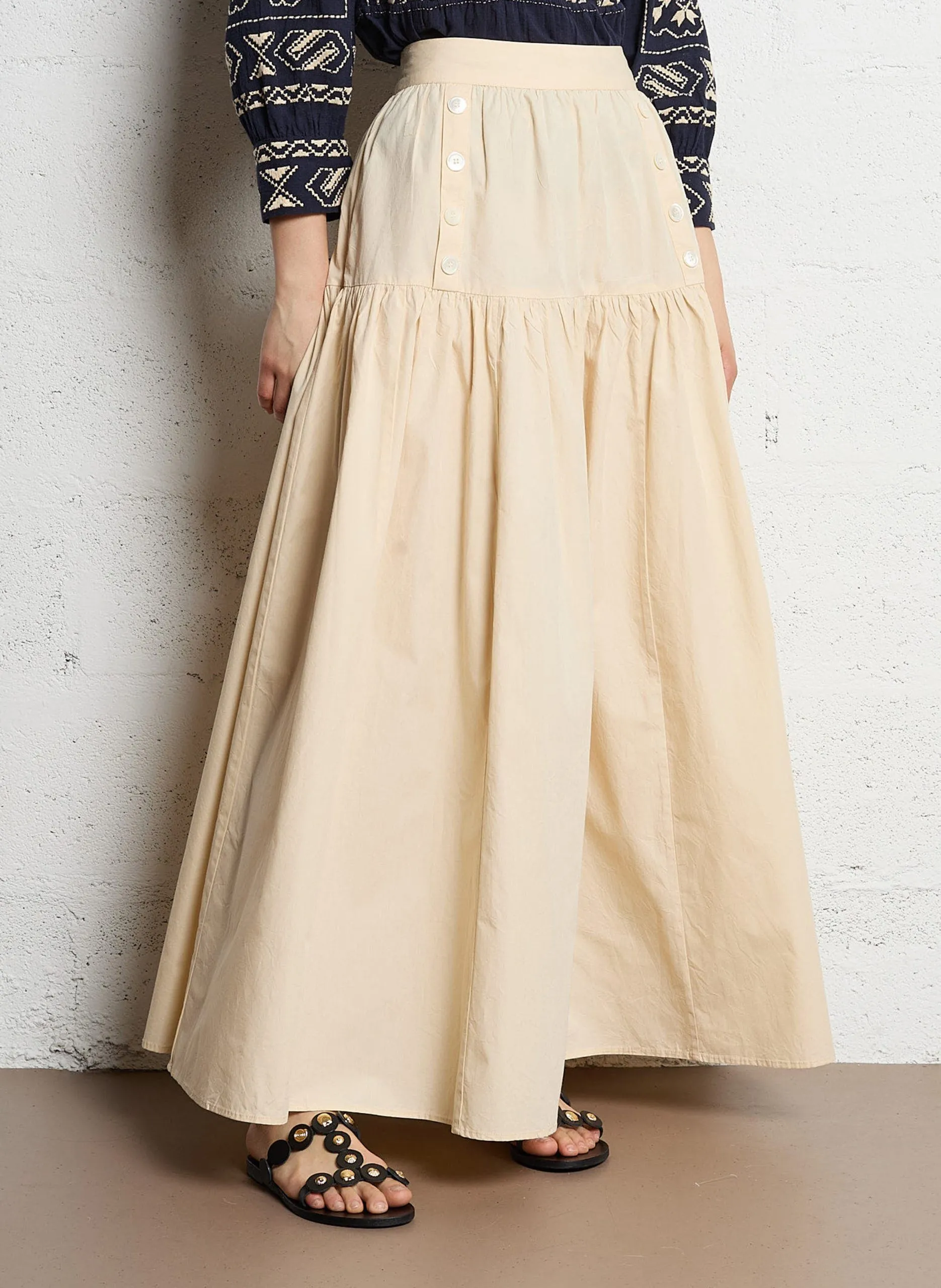 Jupe longue en coton Beige PAM