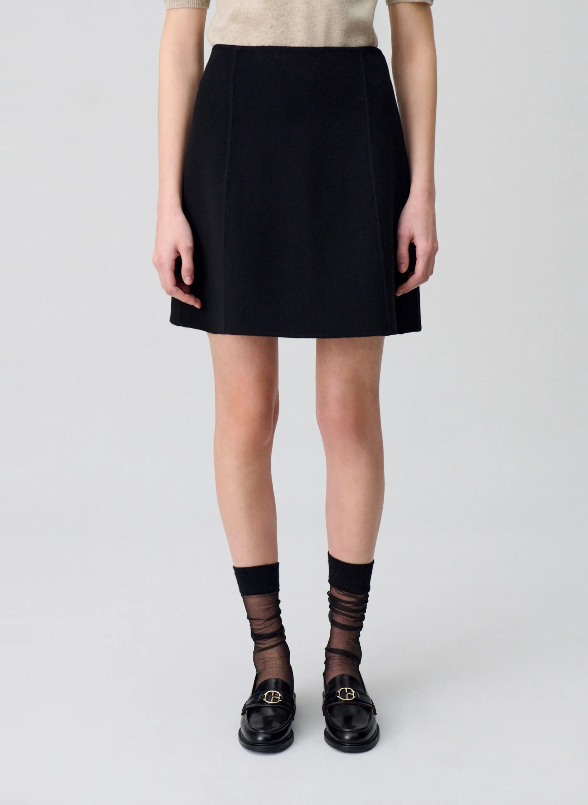 Jupe courte en laine mélangée Noir