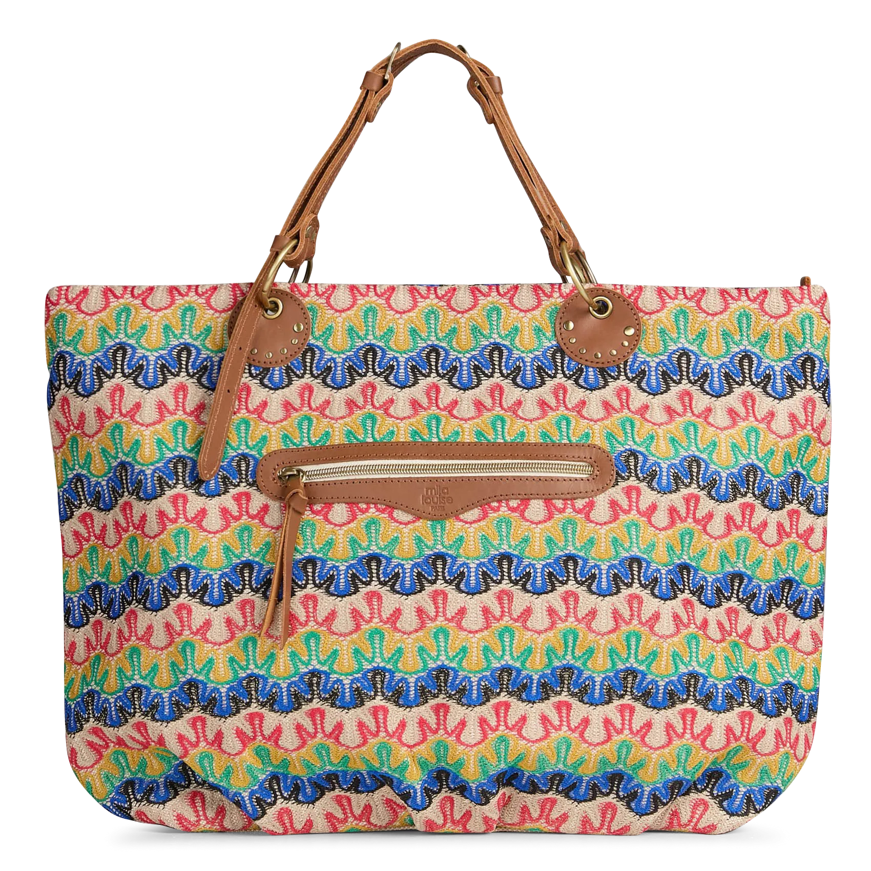 Cabas brodé Marron NISA