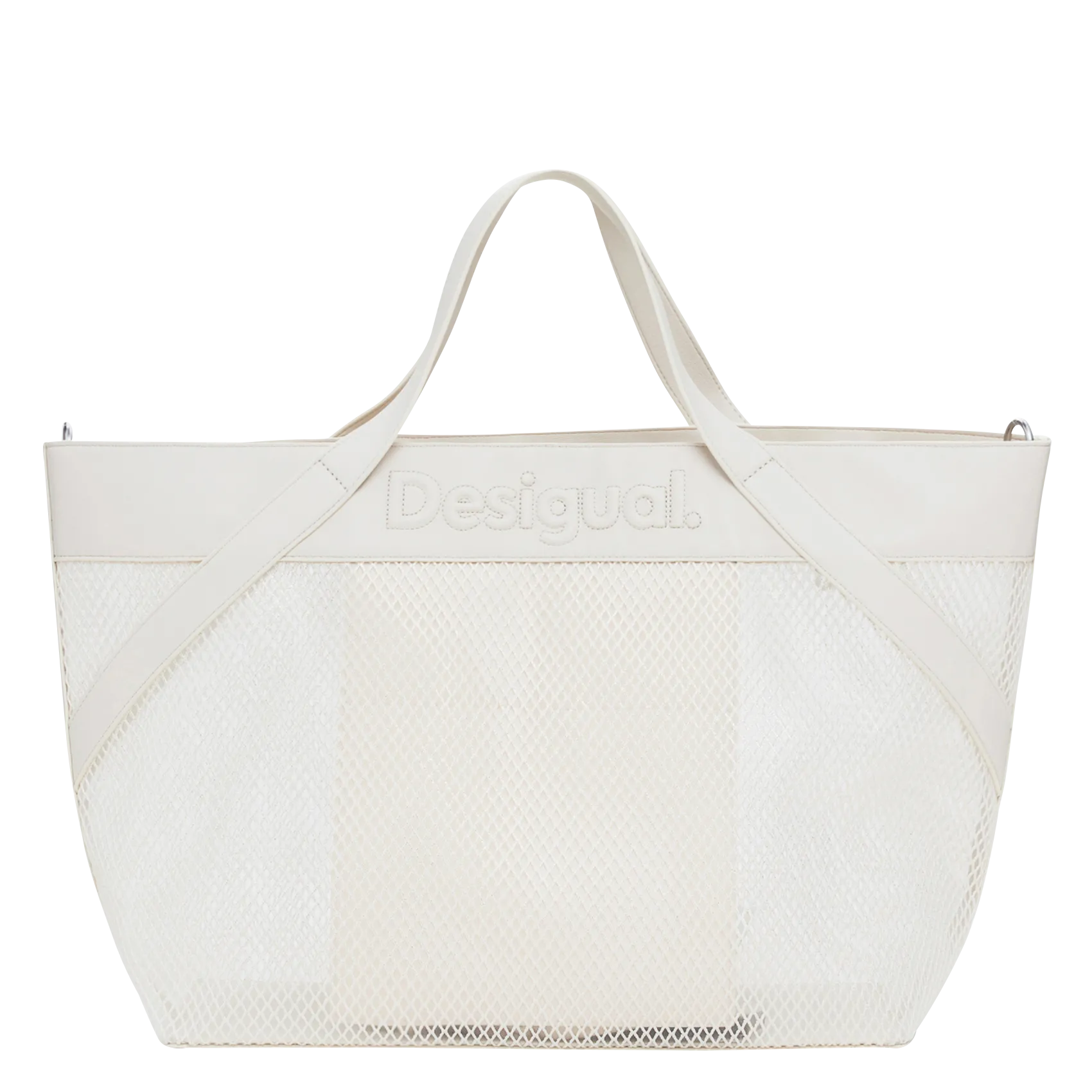 Grand sac shopper en tissu maillé Blanc