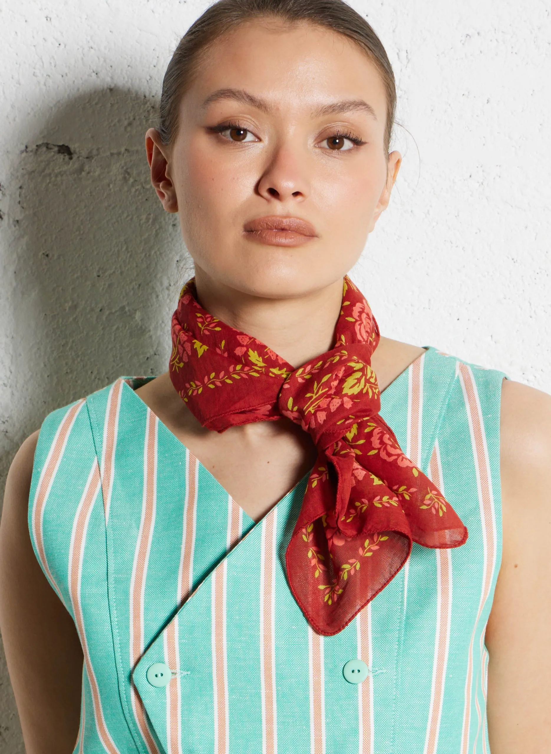 Foulard en coton Rouge N°652