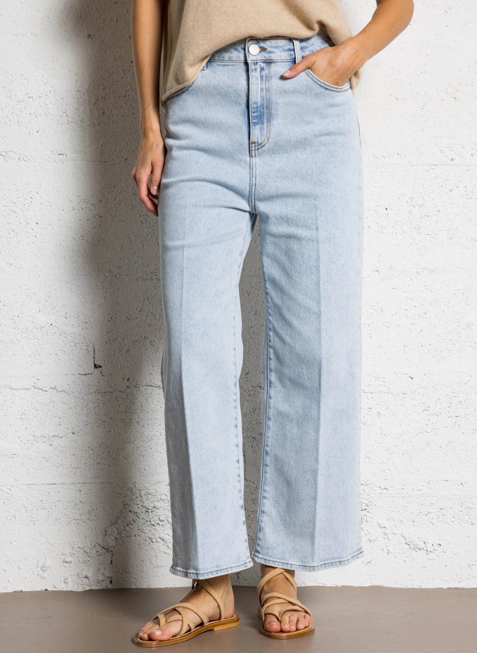 Jean droit en coton mélangé Bleu XAVIER