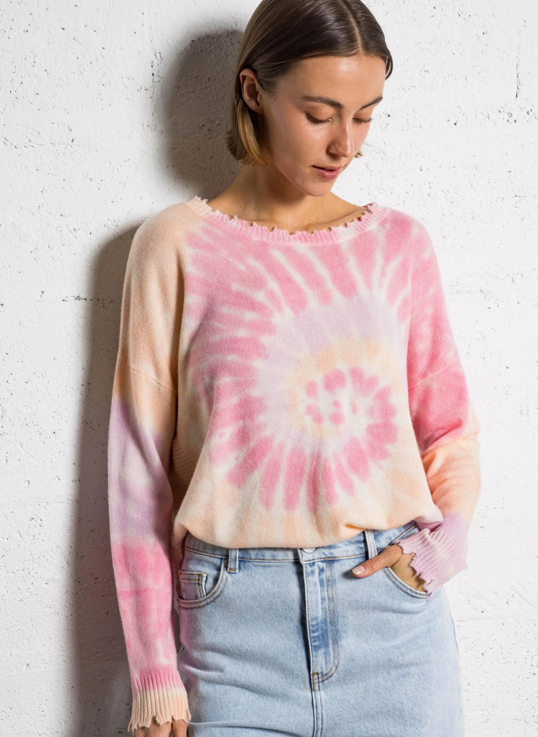 Pull tie-and-dye en cachemire Rose MELA SUNNY