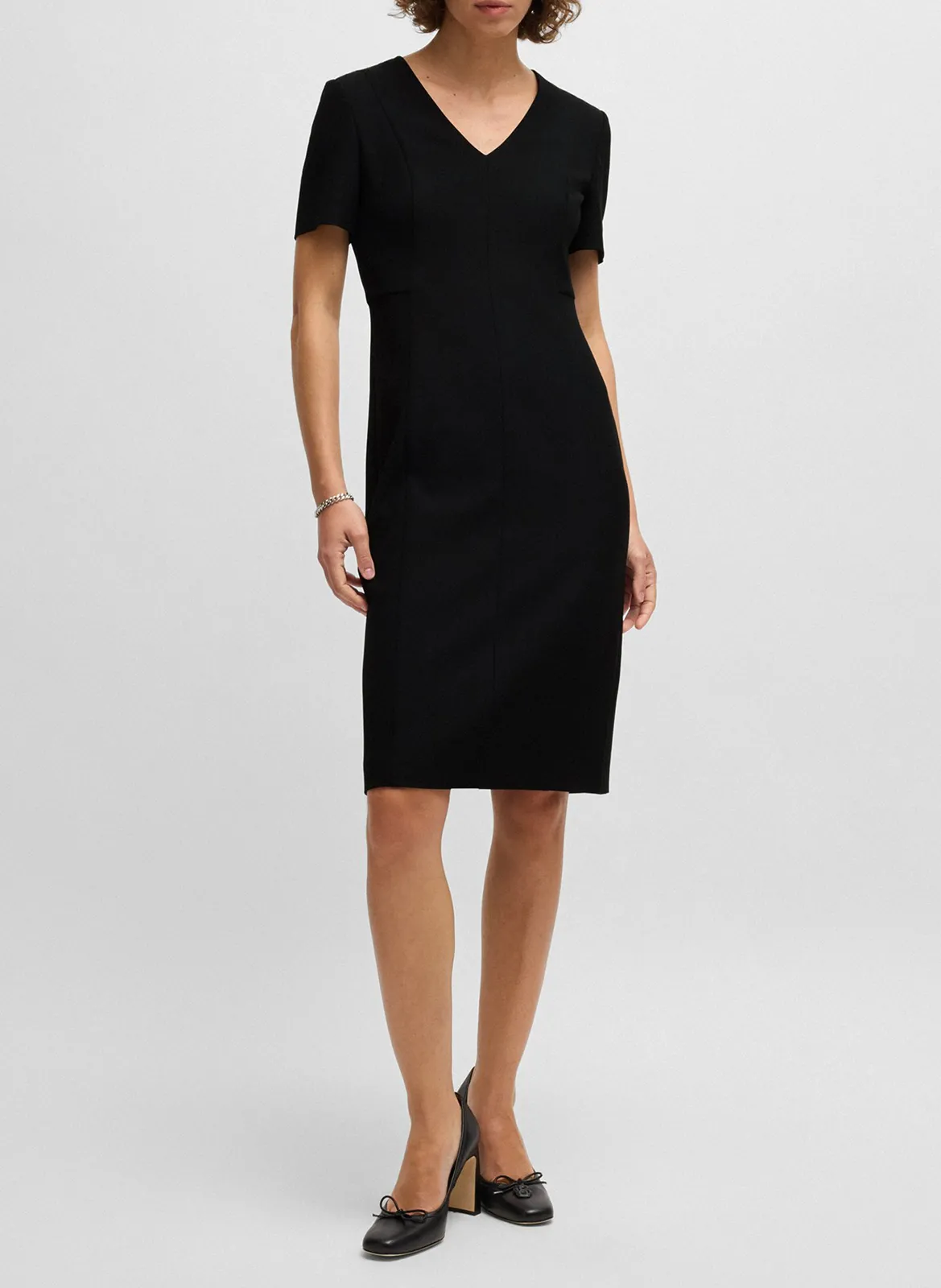 Robe cintrée col V Noir