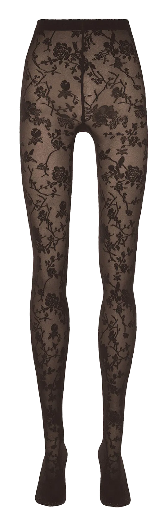 Collants en dentelle florale Marron