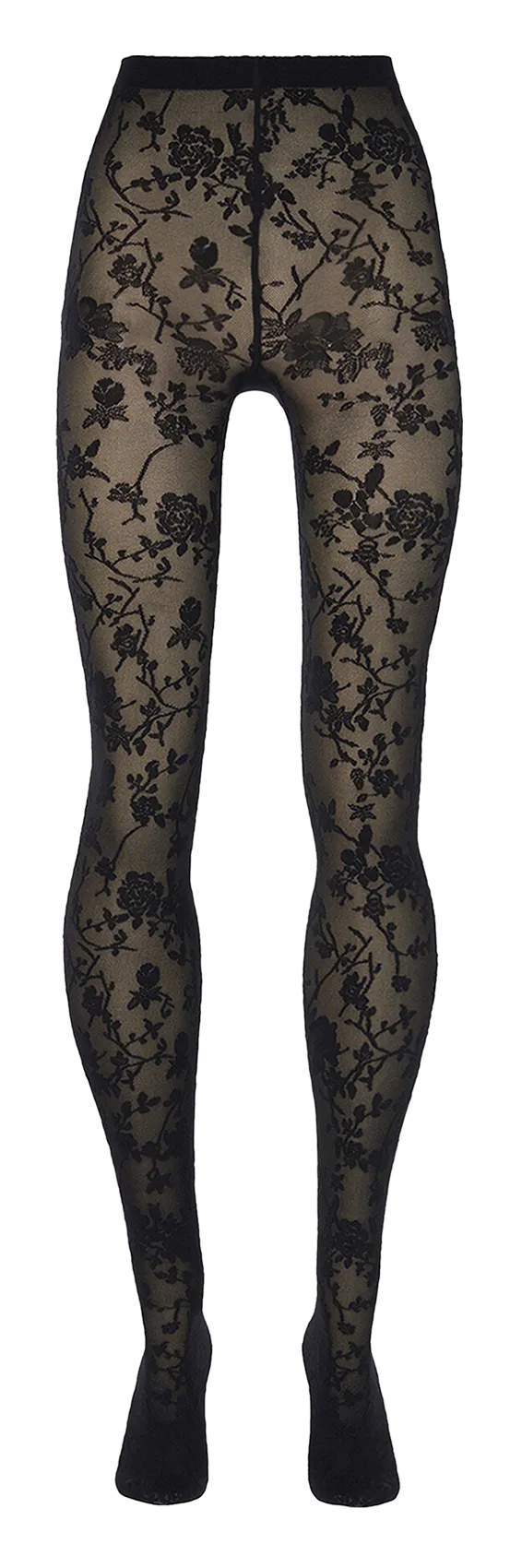 Collants en dentelle florale Noir