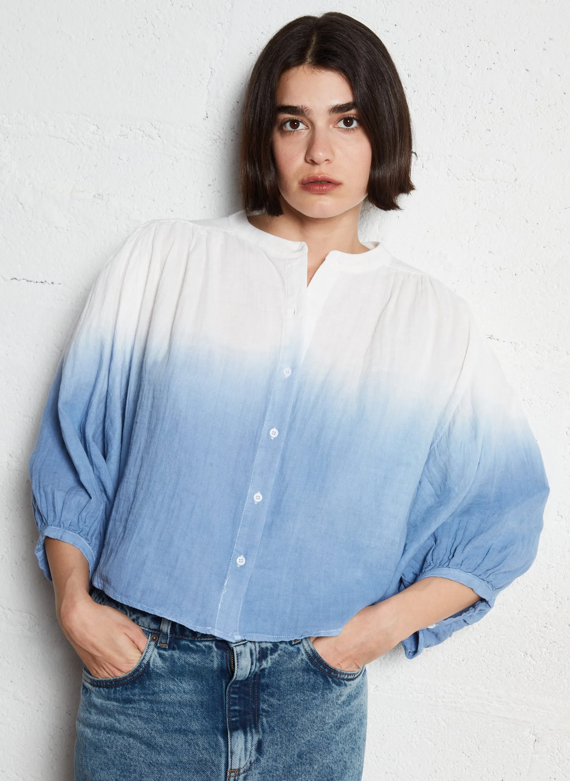 Chemise ample en coton Bleu