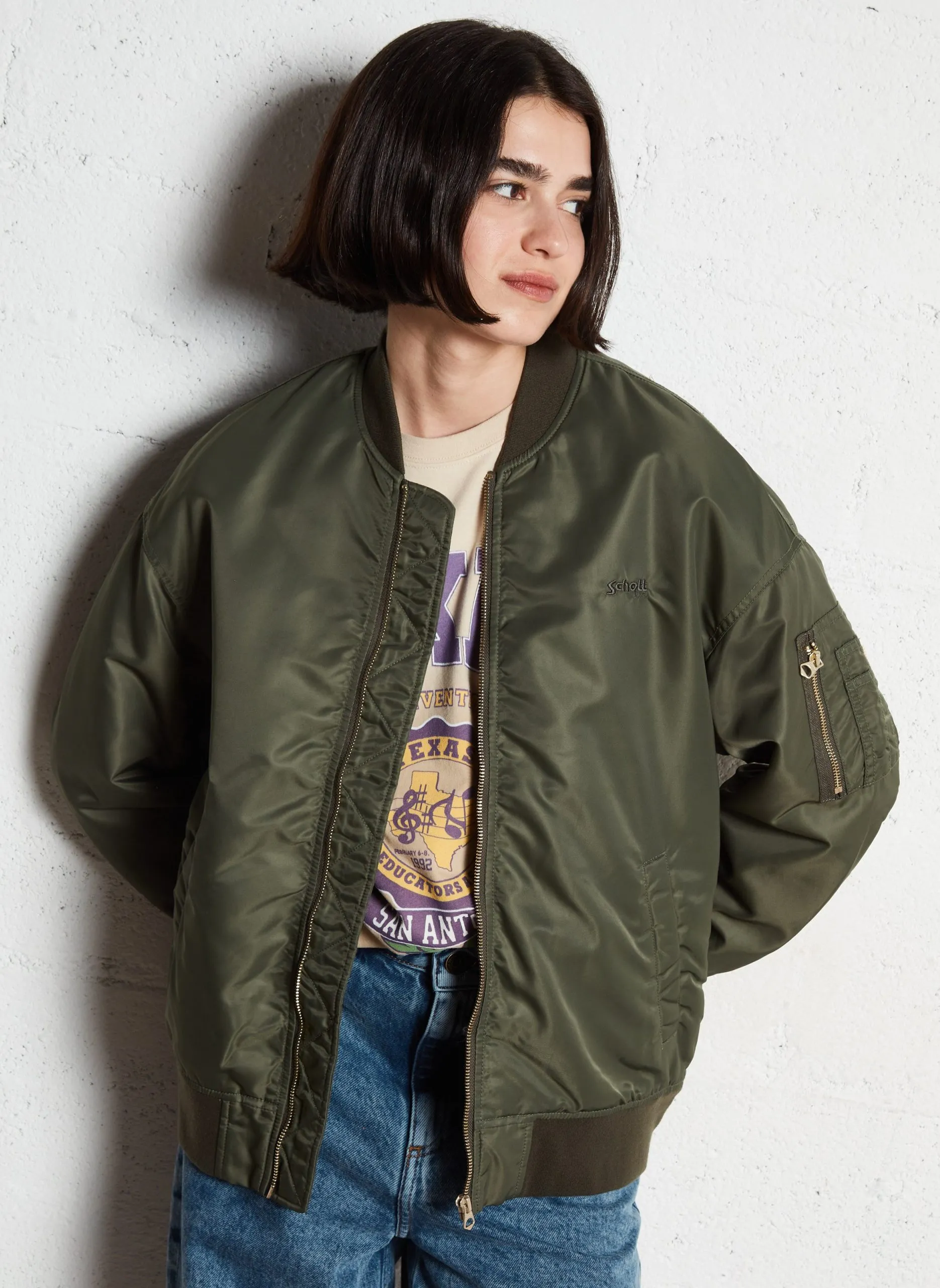 Veste col teddy Vert