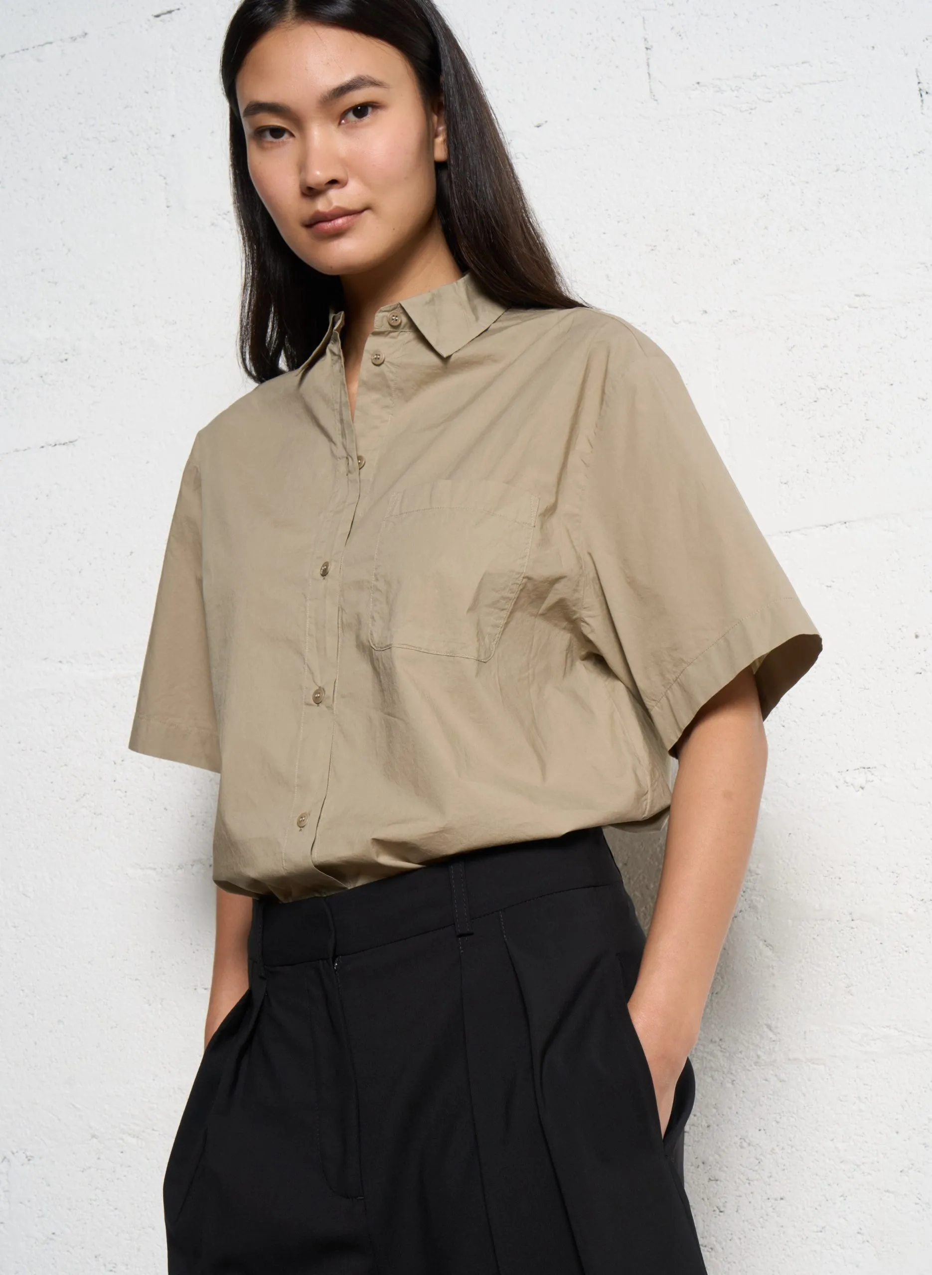 Chemise col classique en coton bio Gris KLINT