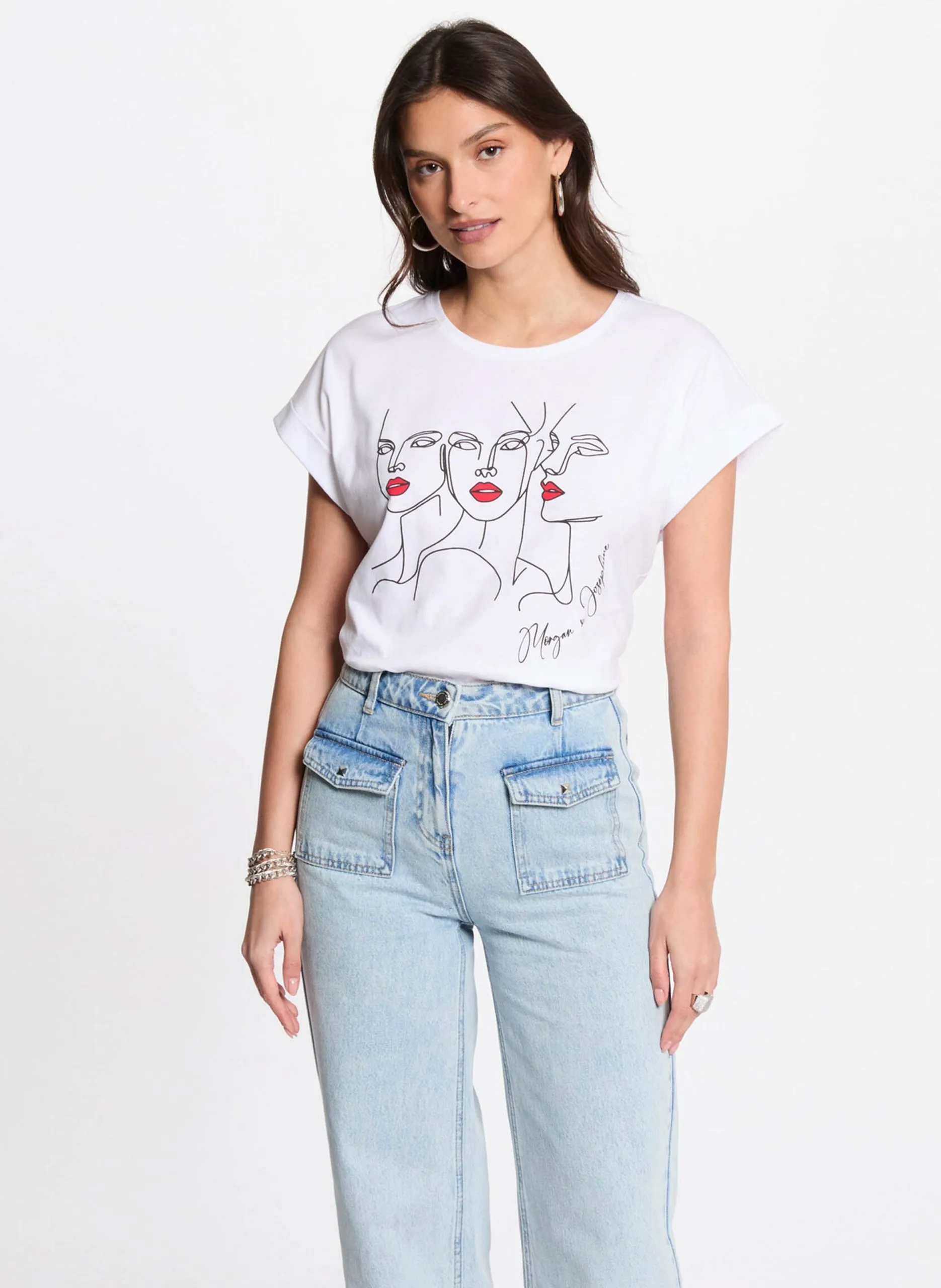 Tee-shirt col rond en coton bio Noir 251-DJO