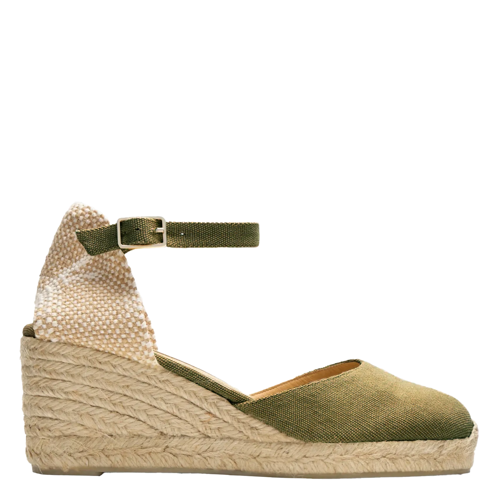 Espadrilles compensées en coton Vert CAROL
