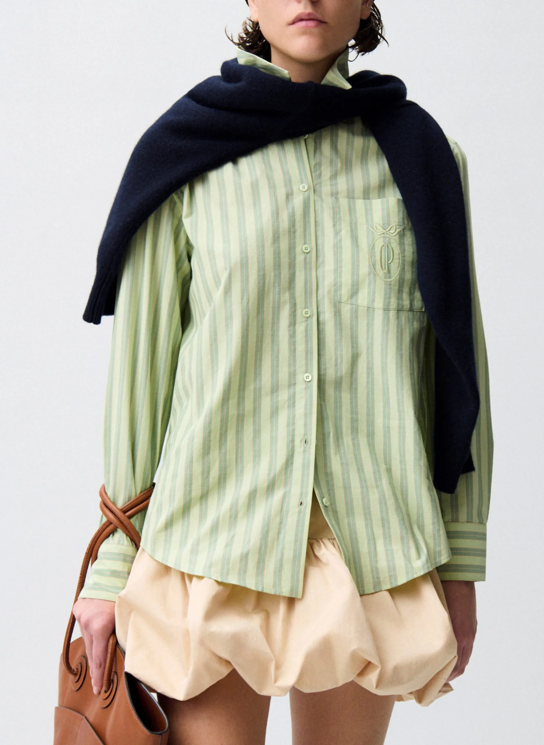 Chemise droite col classique en coton Multicolore