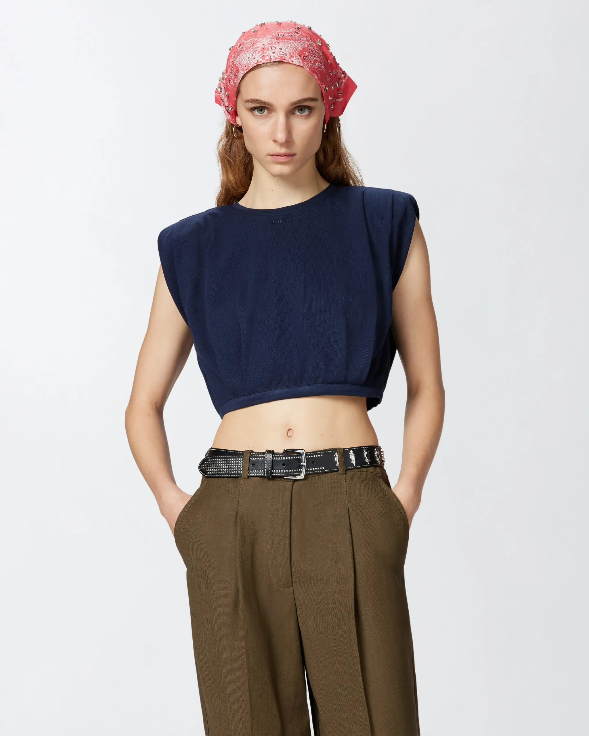 Top court sans manches Bleu